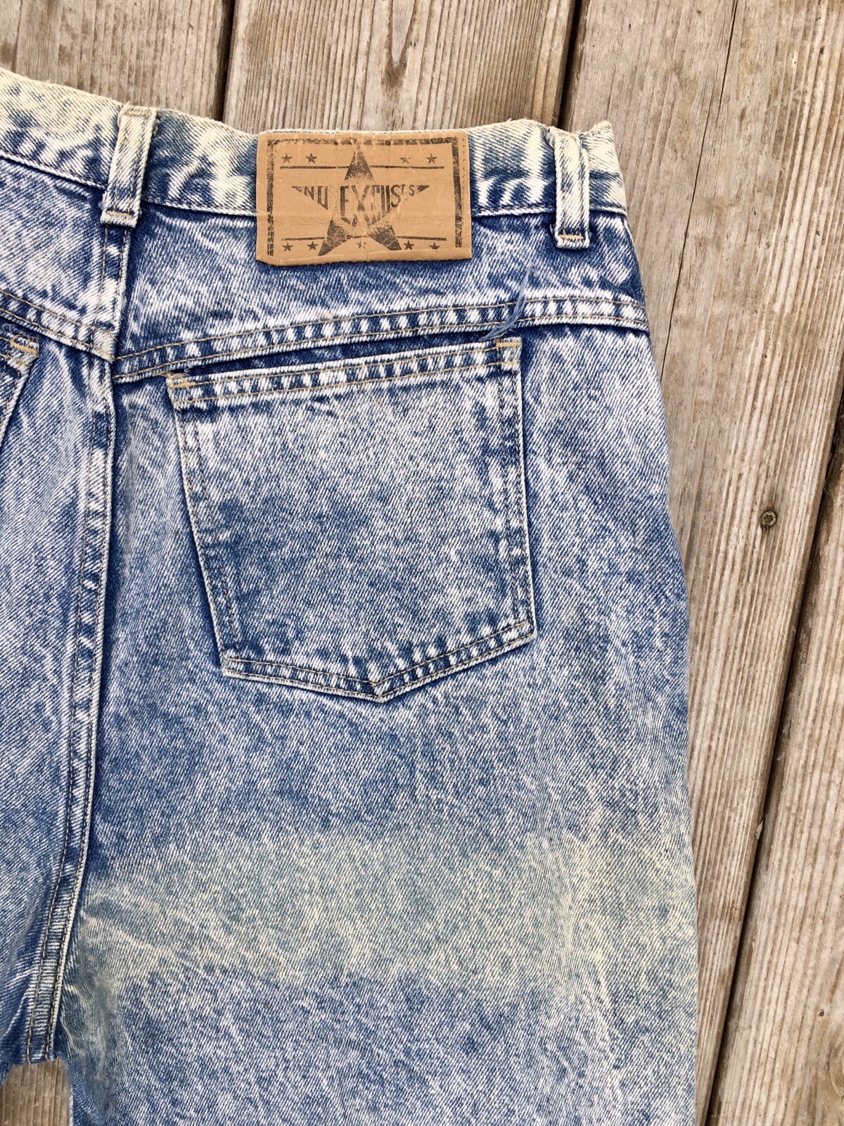 VINTAGE No Excuses Jeans Gear Blue High Waisted Acid Wash Distressed 32 X 28