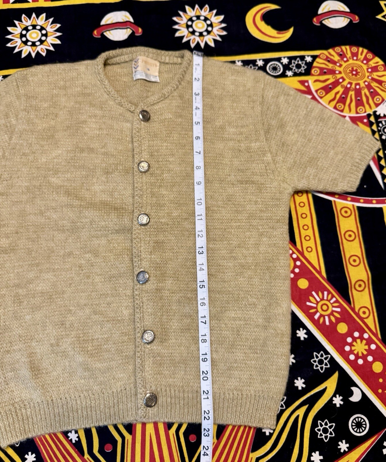 Vintage PENNEY’S Short Sleeve Virgin Worsted & Mohair Wool Cardigan Size 16