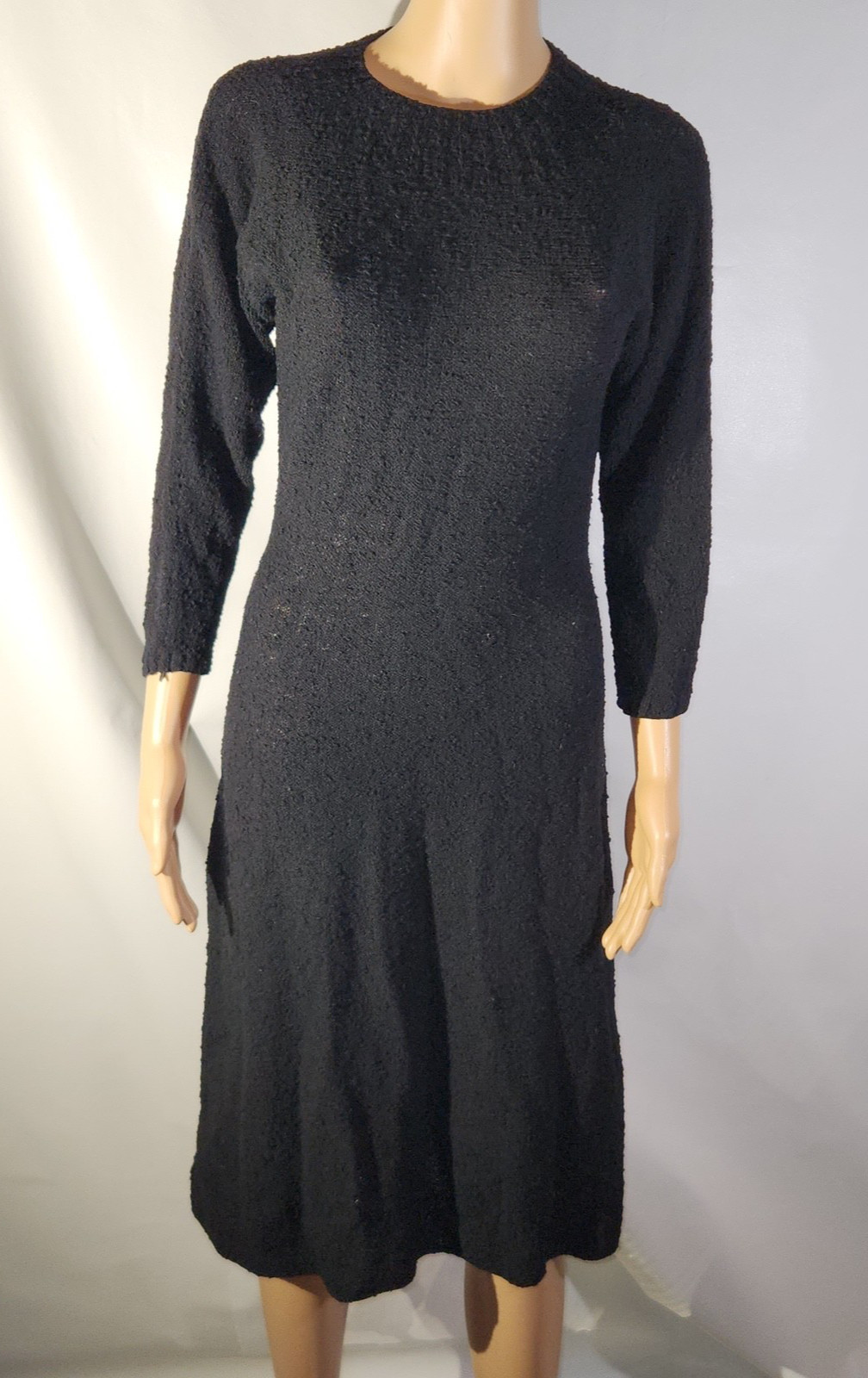 Vintage 40s 1950s Wool Rayon or Nylon Knitted Sweater Dress Skirt Zip Librarian