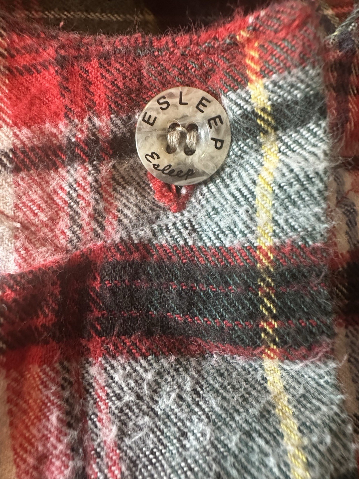 Vintage Esleep Pajams M Plaid Flannel Night Shirt 90’s Sleepwear Christmas PJ’s