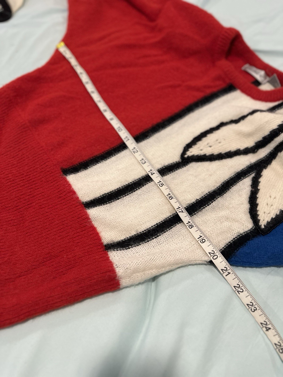 VTG 80s Lady Pricilla Sz:S bold colorblock beaded flower applique Knit sweater