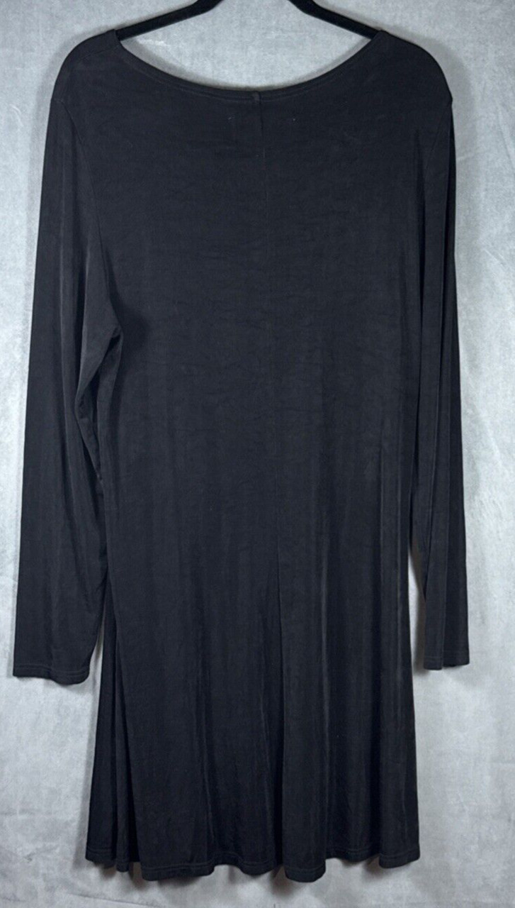 Vintage Flax Black Acetate Stretchy Slinky Midi Dress Women’s Size Medium USA