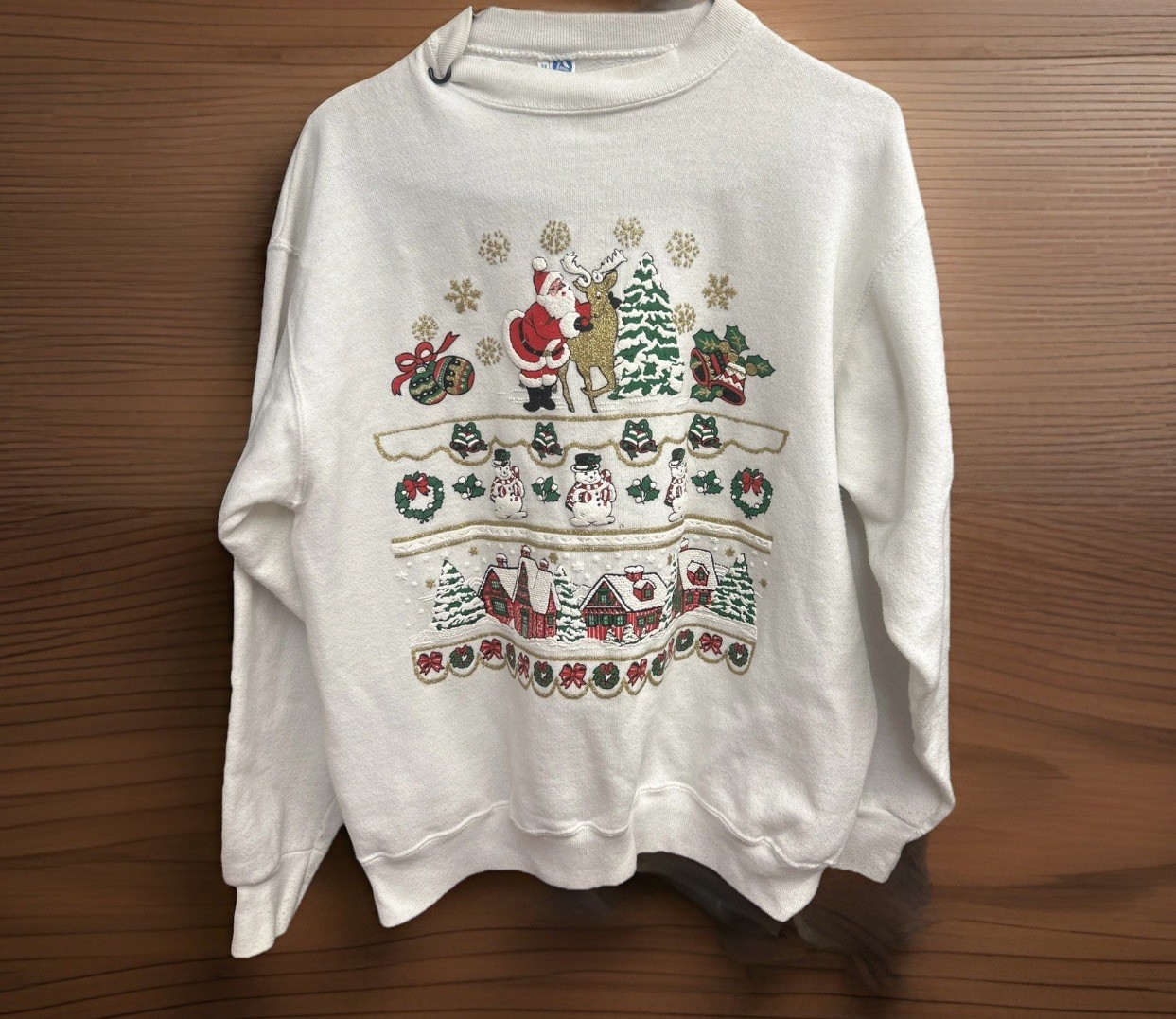 Vintage Christmas Sweatshirt Artex Ugly Kitsch 1980s Santa Beverly Goldberg Styl