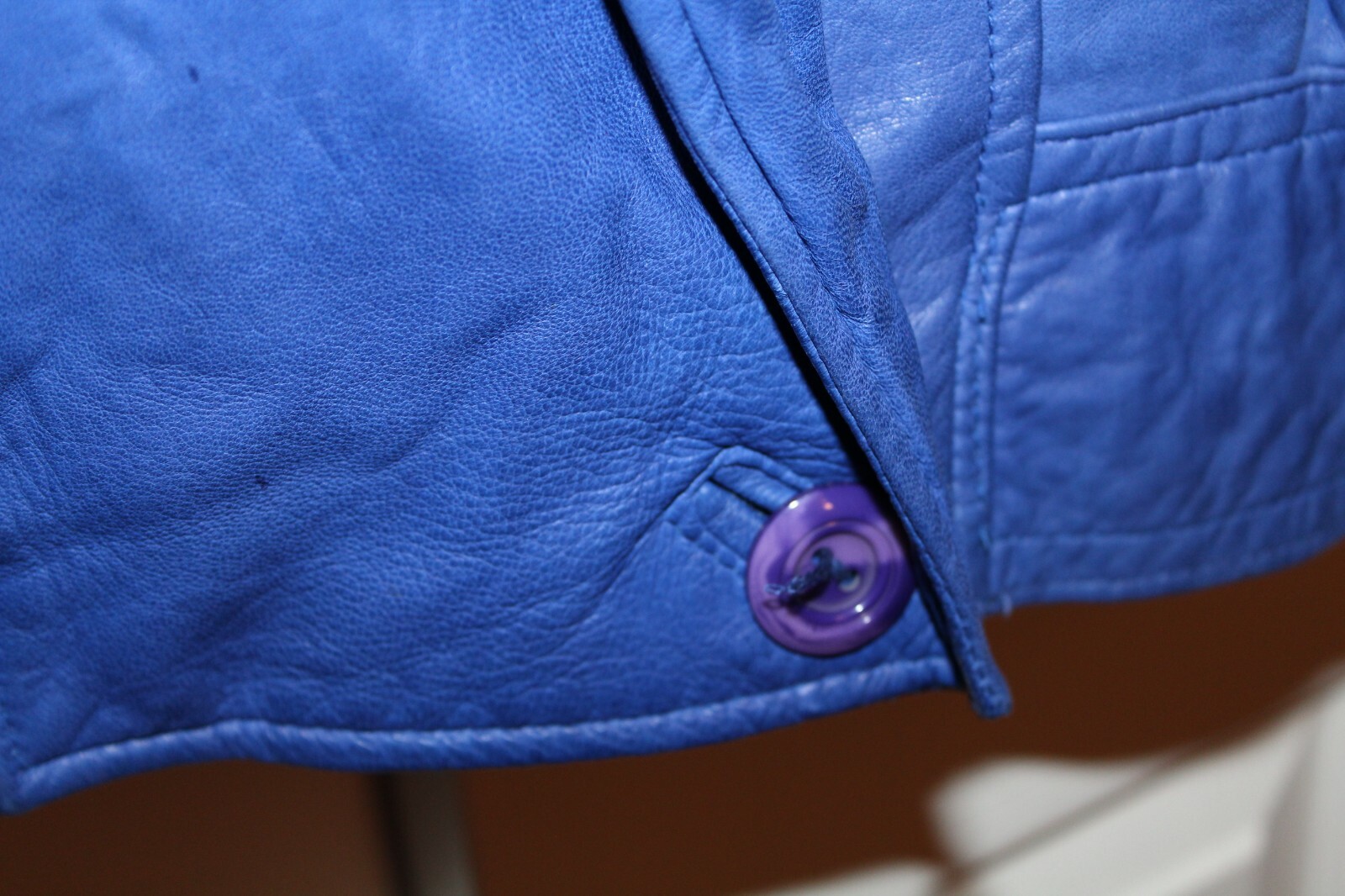 Vintage 80s MAGLIA Electric Blue Soft Leather Bomber Jacket Coat Women’s Size 2