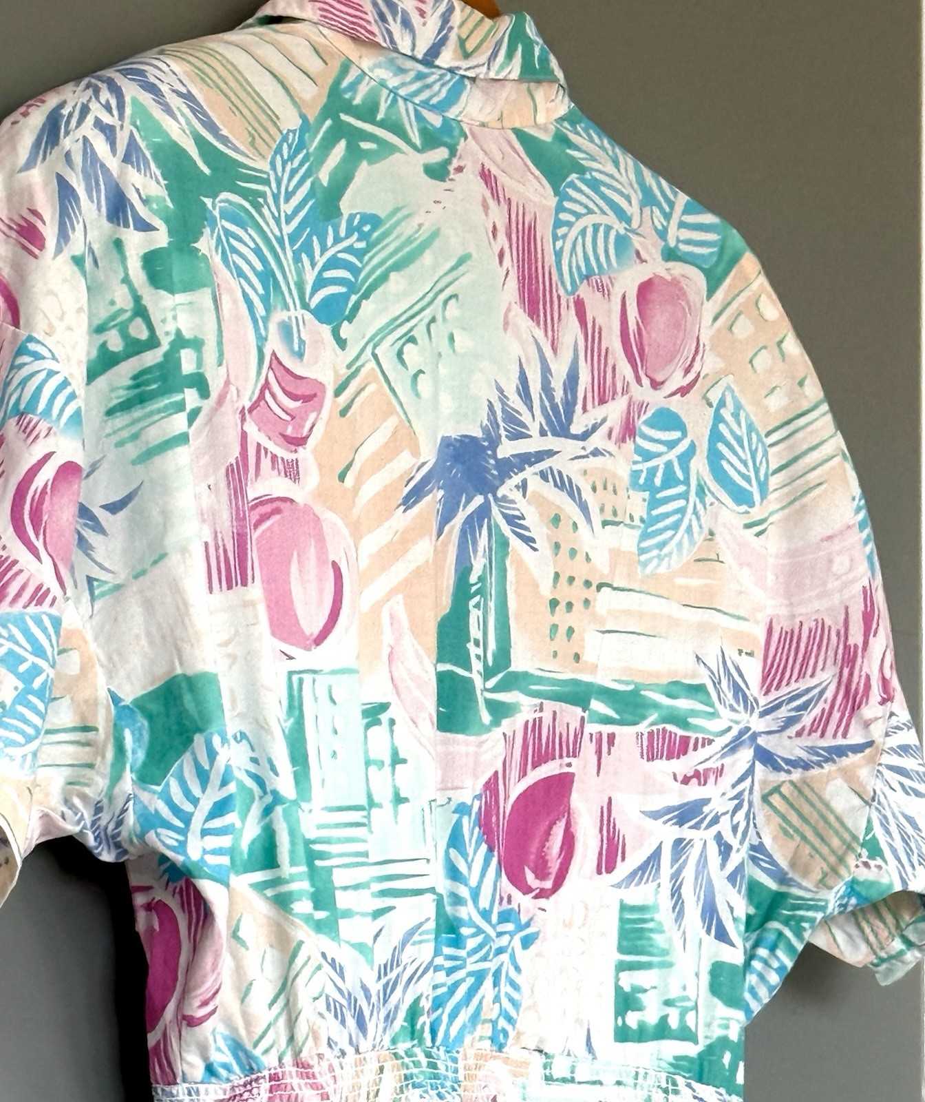 Vintage Carol Anderson California 80s Cotton Midi Shirt Dress Size 12 14 L EUC