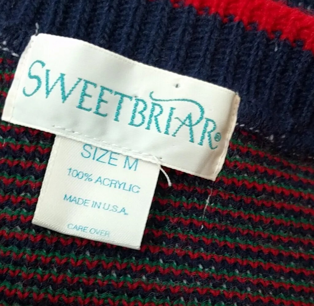 Vintage Ugly Christmas Sweater Sweetbriar Red Green Argyle Size M Crewneck USA