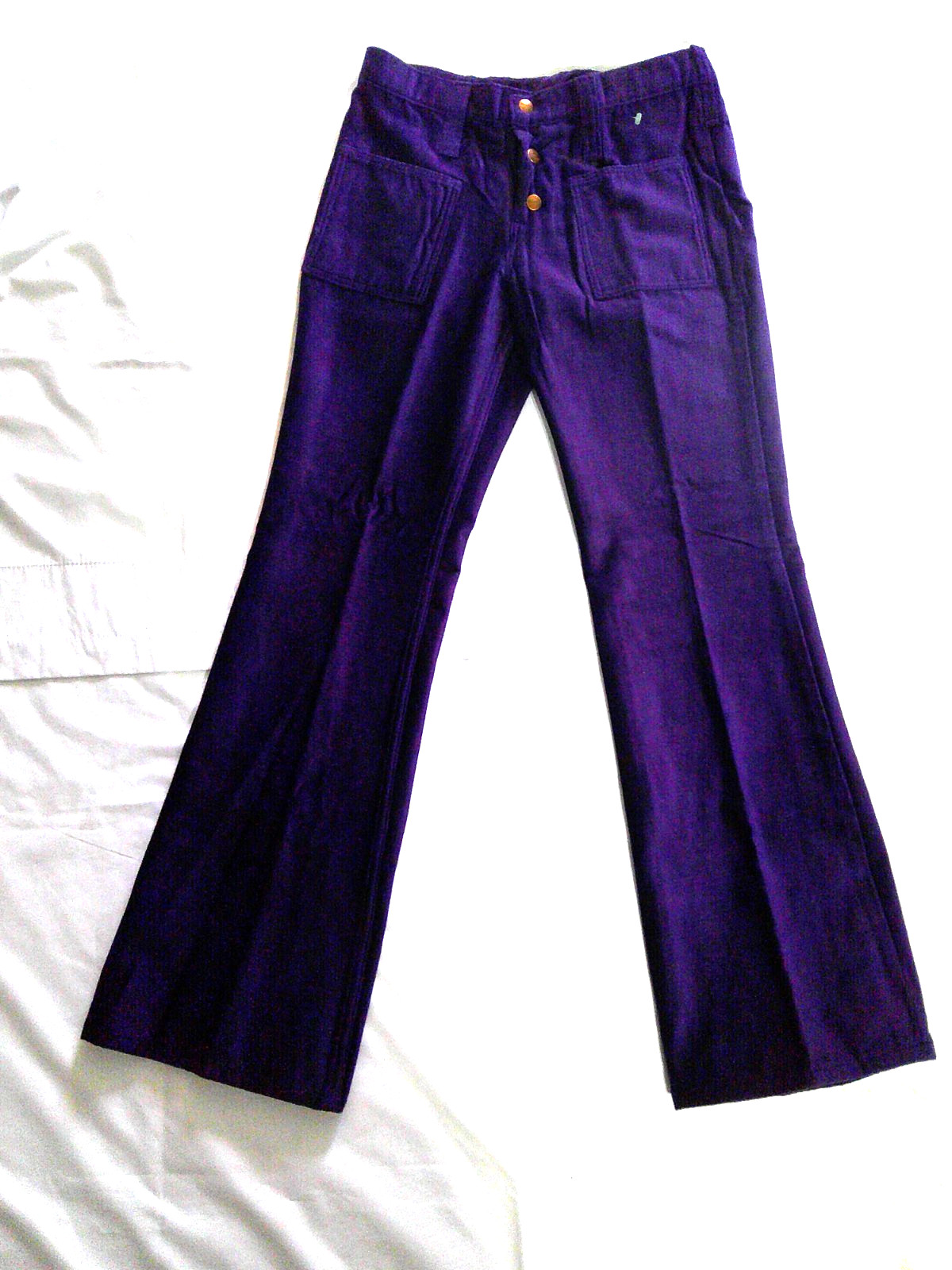 NWT Vtg 70s MAVERICK Western Wear PURPLE VELVET Flare Hip Hugger Pants 29/31 NOS
