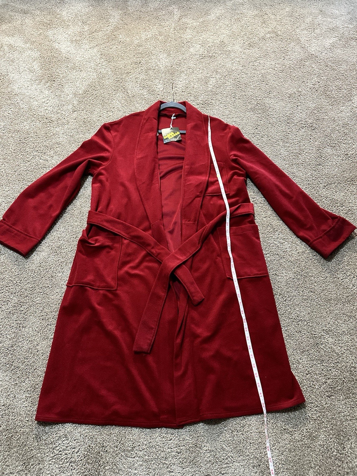 Vintage Collins And Aikman Cloud Fleece Robe With Belt Pockets Red Large NWT