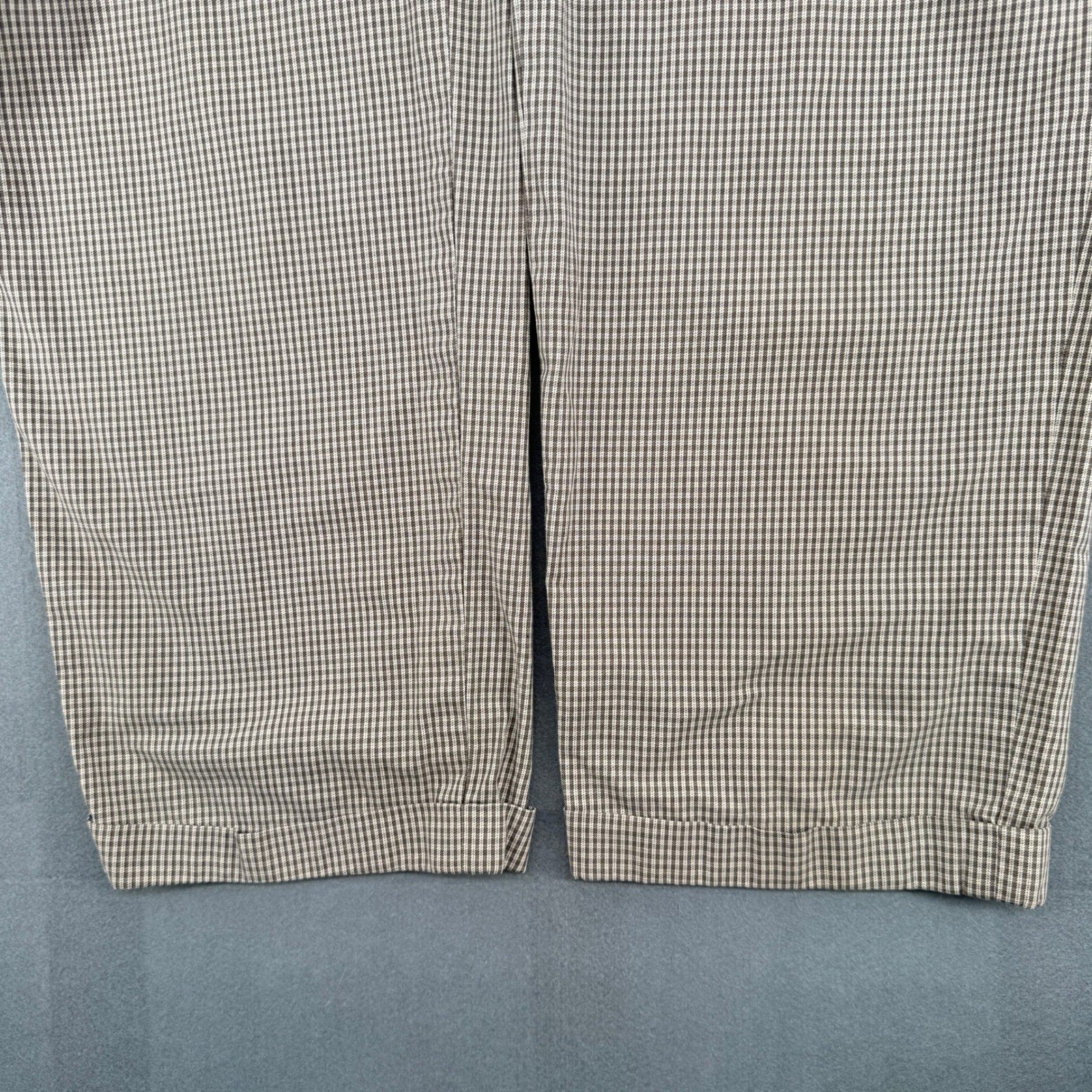 Vintage 90s Perry Ellis Trousers Womens 30 Cotton Pleated Gingham Dark Academia