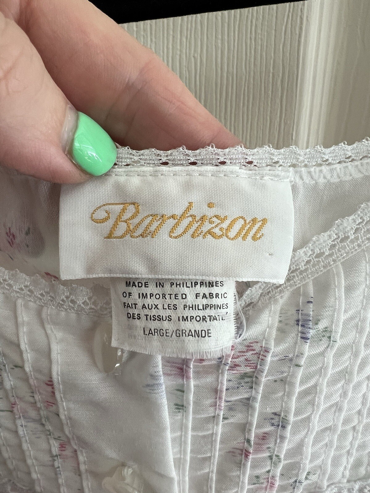 BARBIZON Vintage 80’s Cottagecore Prairie Delicate Rose Print Maxi Night Gown L