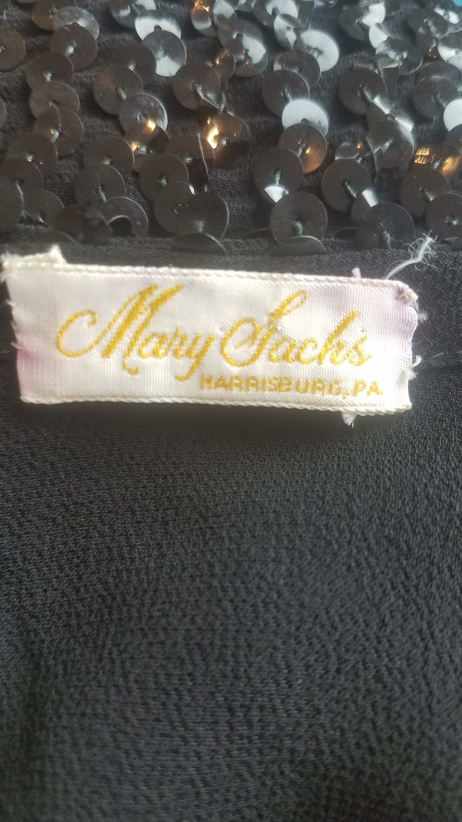 Vintage Mary Sachs Sequin Evening Cocktail Jacket 1950s Black Long Sleeves Sz M