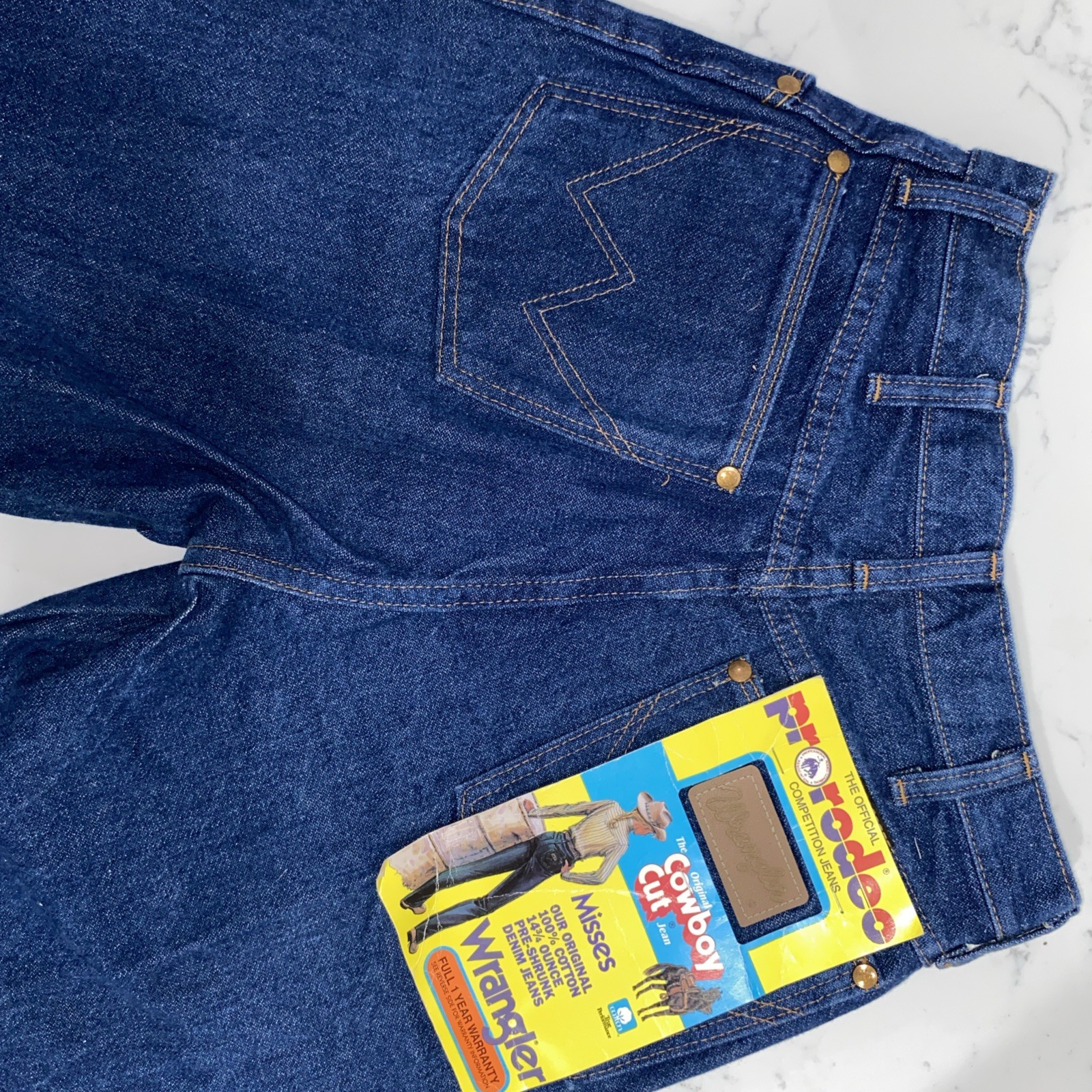 Women’s Vintage Pro rodeo Cowboy Cut Jeans Misses 10 32 Dark Wash 14 3/4 Oz Deni