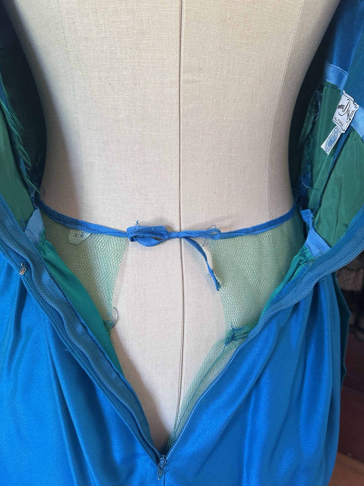 Emma Domb Vintage 1950s Party Prom Dress Floor Length Electric Blue Size 15