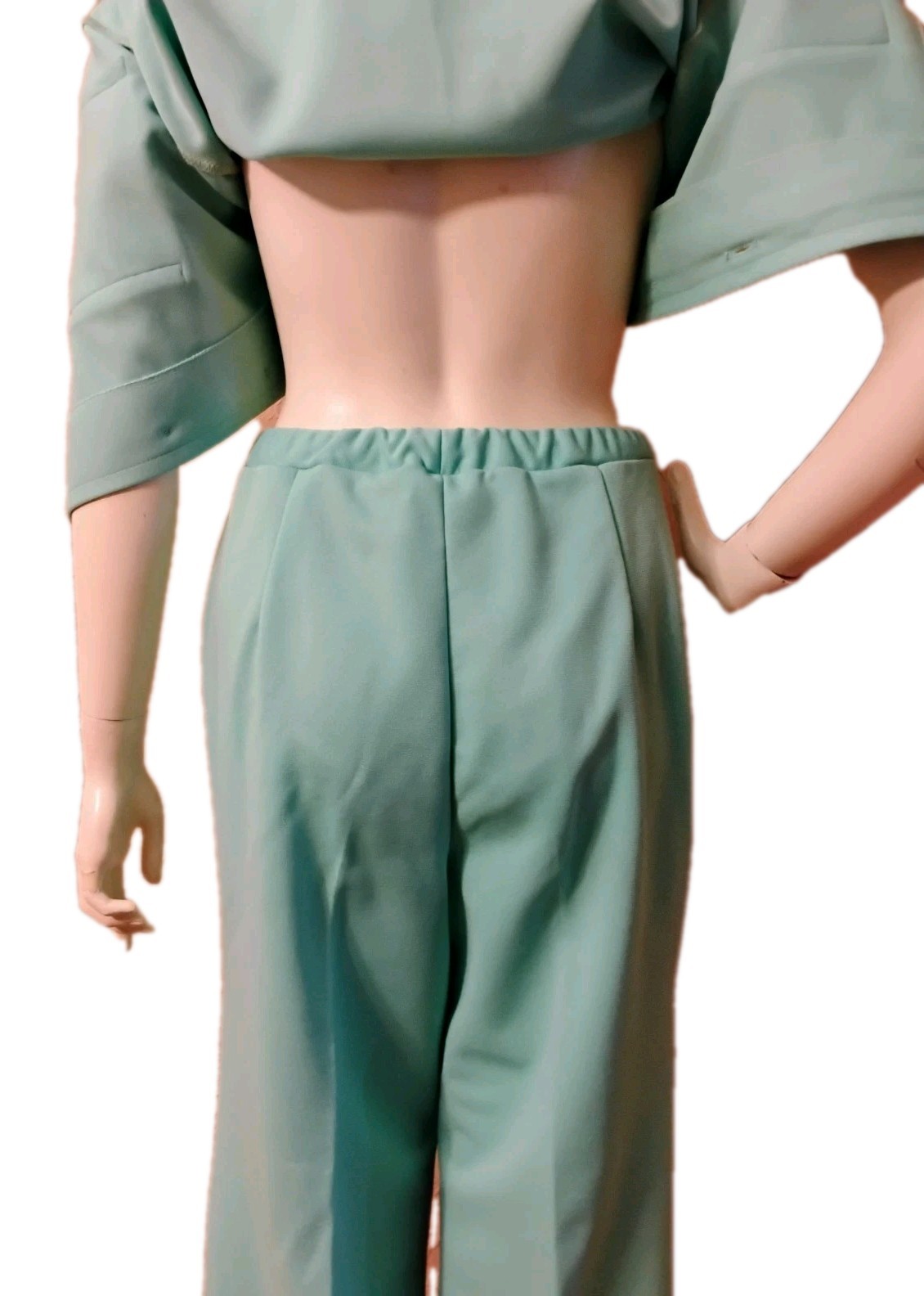 VTG 60’s „Devon” Sea Foam Green Double Knit Poly Mod Bell Bottom Pants Suit