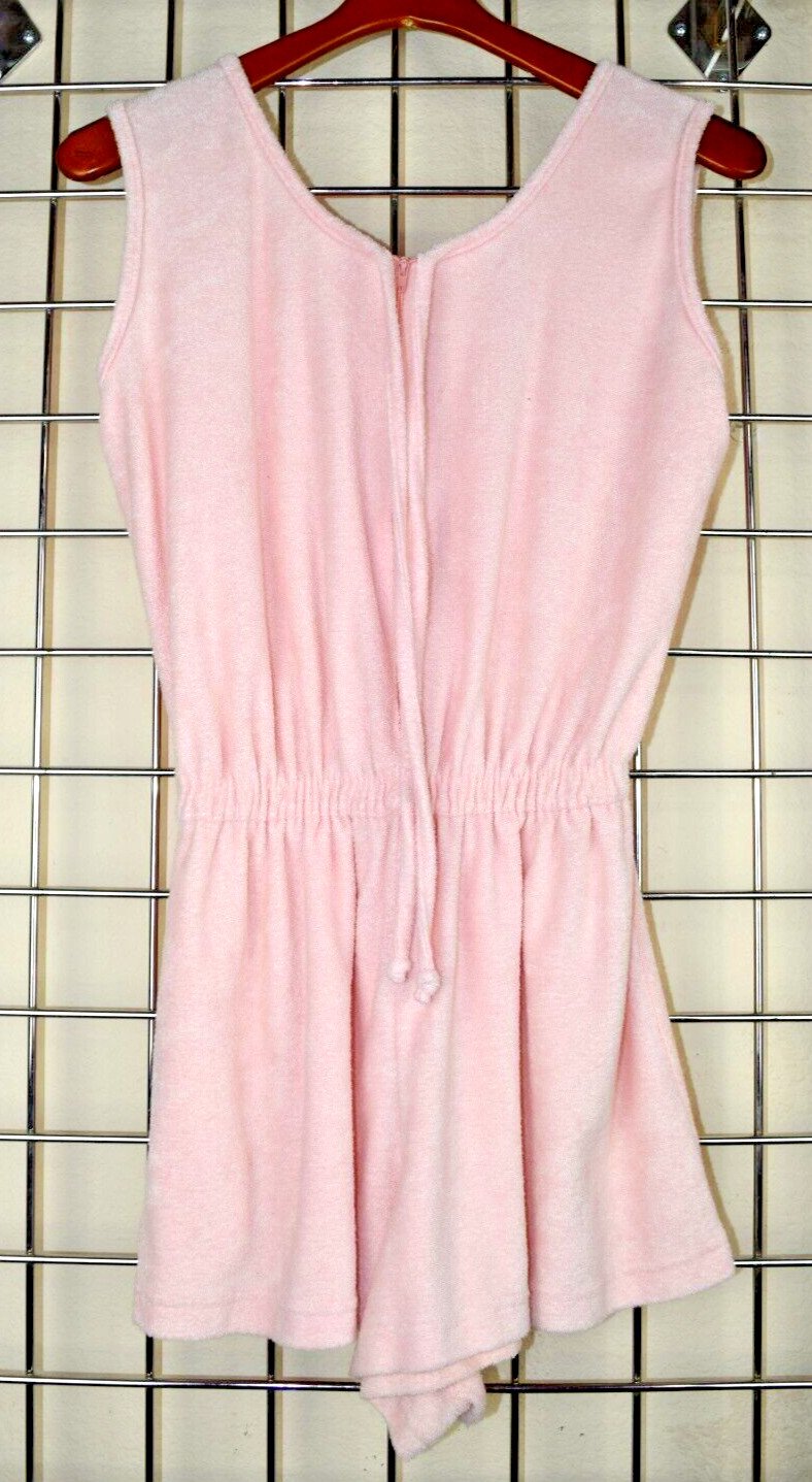 Vintage Pool Cover Jumper Granada Size S/M 80s Pale Pink Terrycloth Front Zip