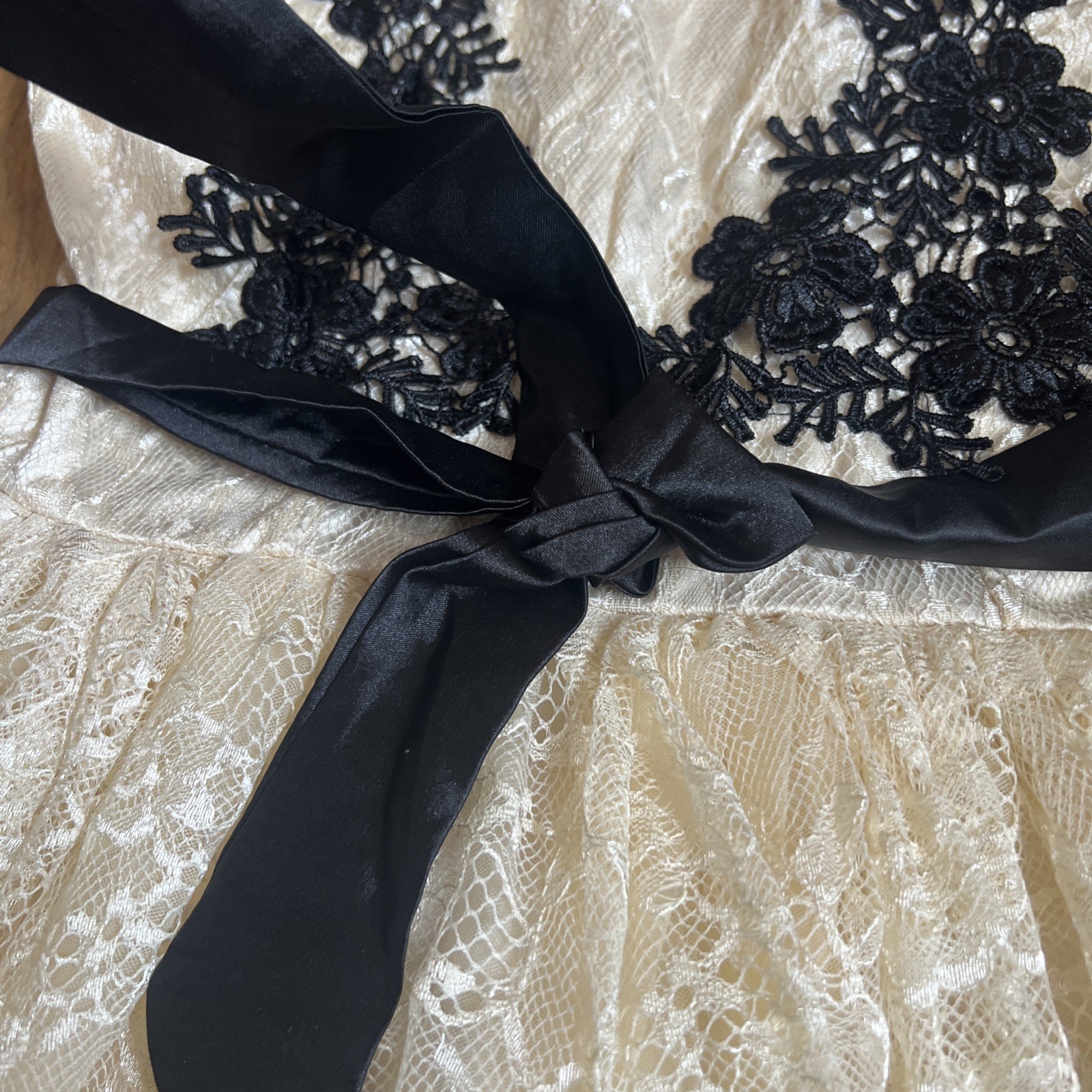 1950’s Style Bridal Fancy Dance Dress Ivory and Black Lace Dance+dance