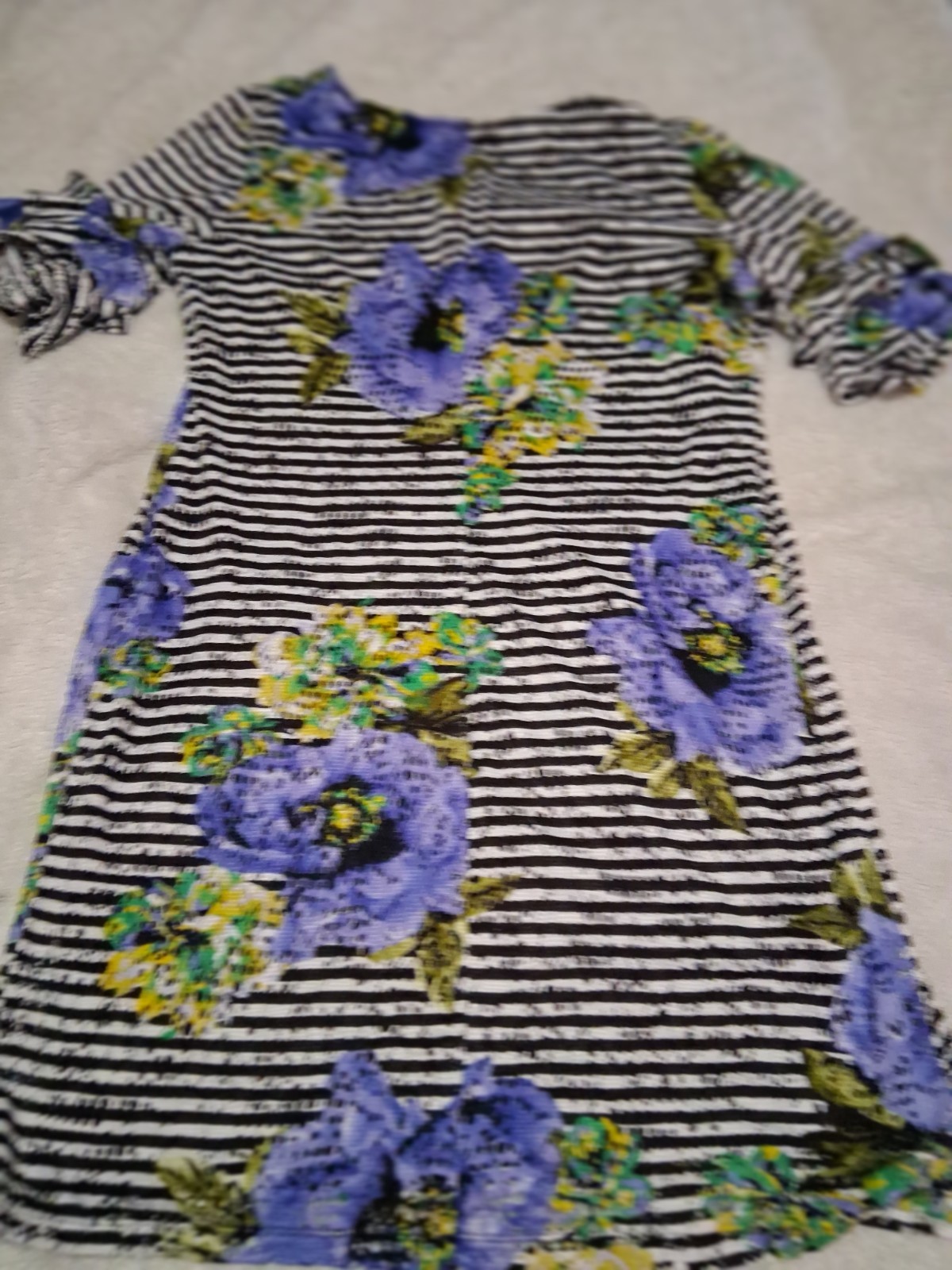 RN Studio Ronni Nicole Purple Floral Lined Knee-length Short Sleeve Size 16