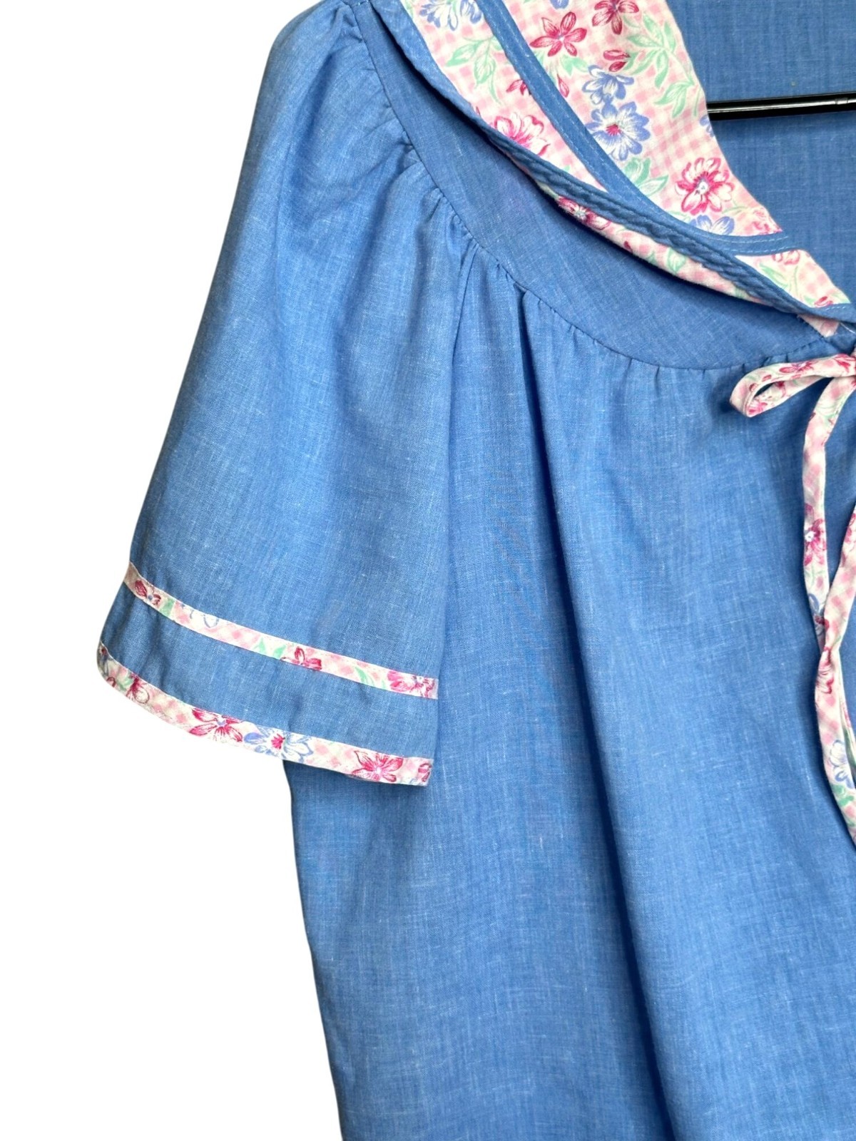 Carriage Court Blue House Dress Robe Duster Lounger Chambray Grandma MuMoo Med