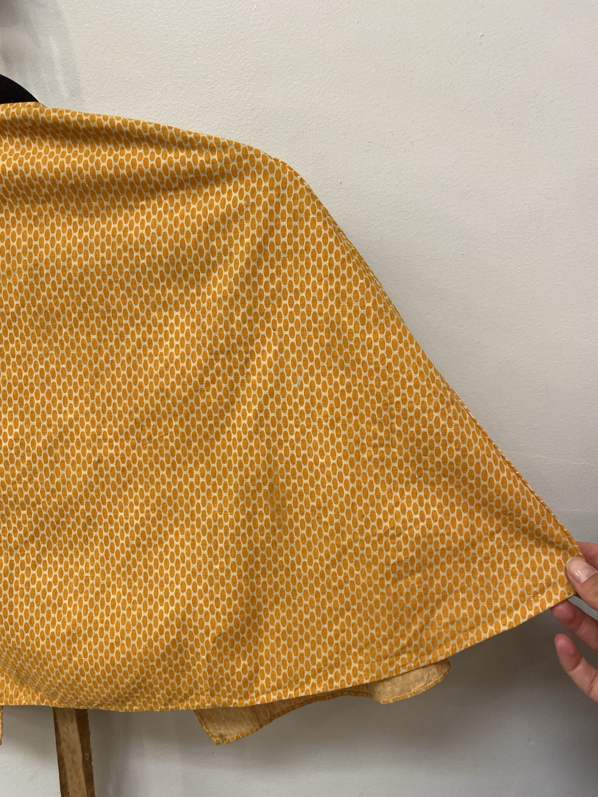 Victorian 1890s Antique Cape Orange Polka Dots over Beige Tan Brown Tied AS IS