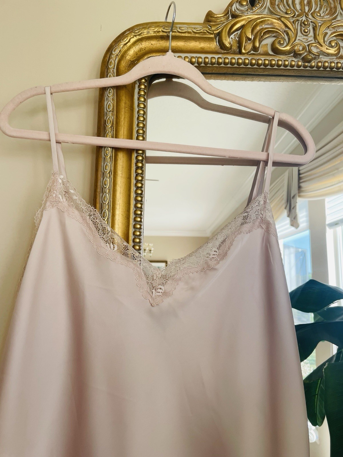 Pretty Silky Poly Pale Pink Blush Lace Lingerie Cami Lg