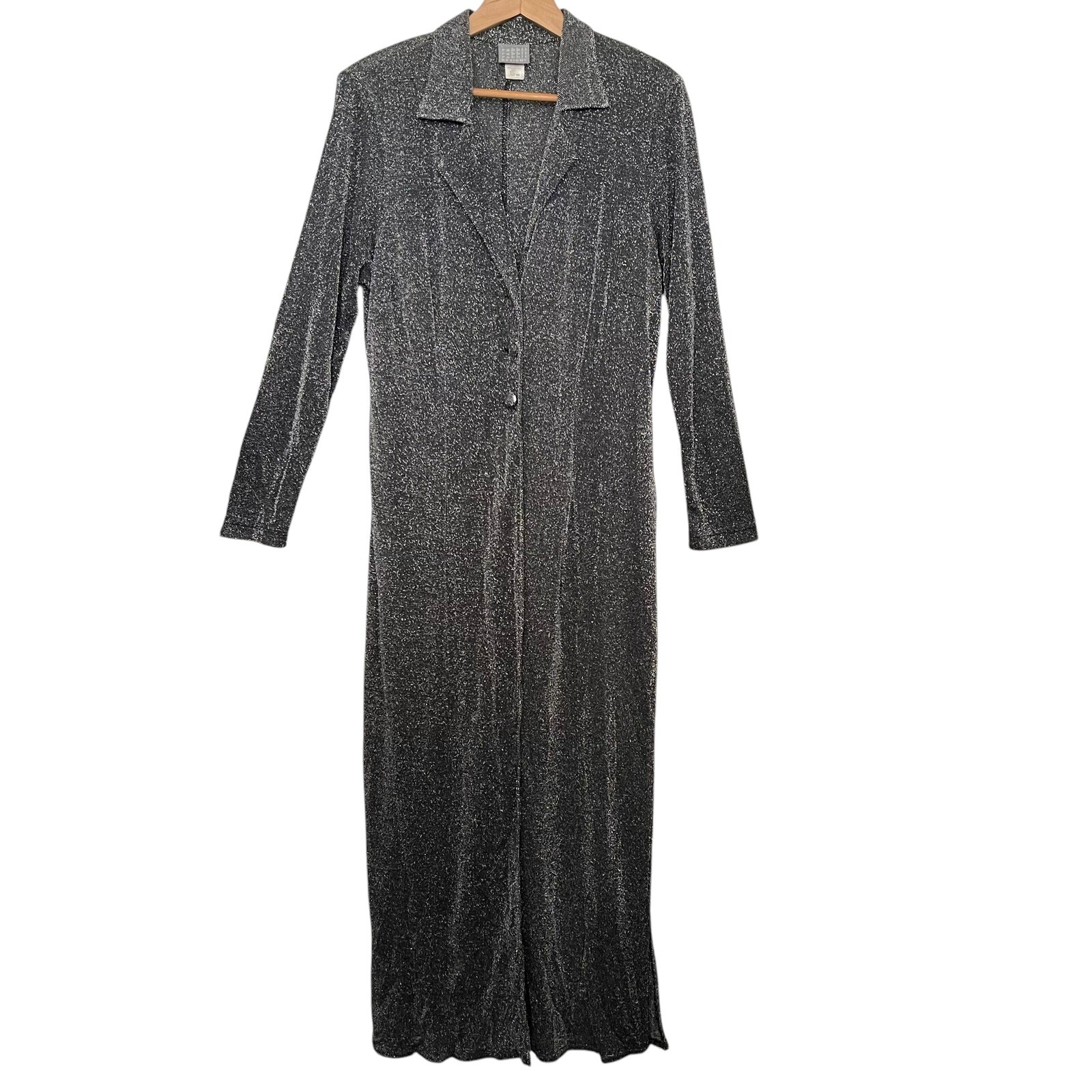 Rabbit Rabbit Rabbit Designs Womens Button Front Metallic Coat 16 Glam Cocktail
