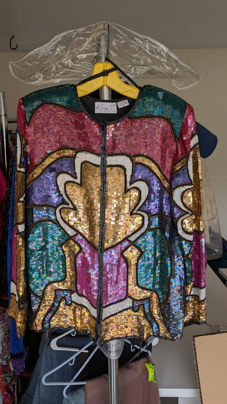 Vintage Rina Z 100% Silk Hand Beaded Sequin Jacket Art Deco India Women’s M