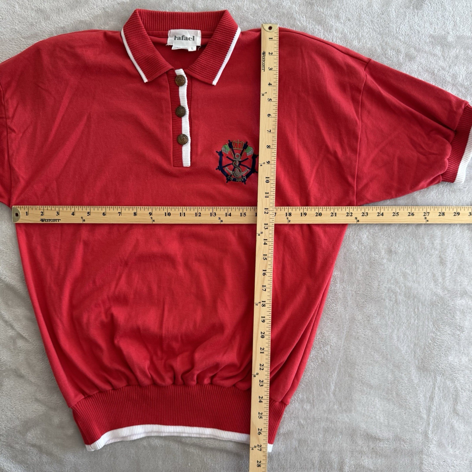 Vintage Rafael Women’s Sailing Shirt With Buttons Size Large Red