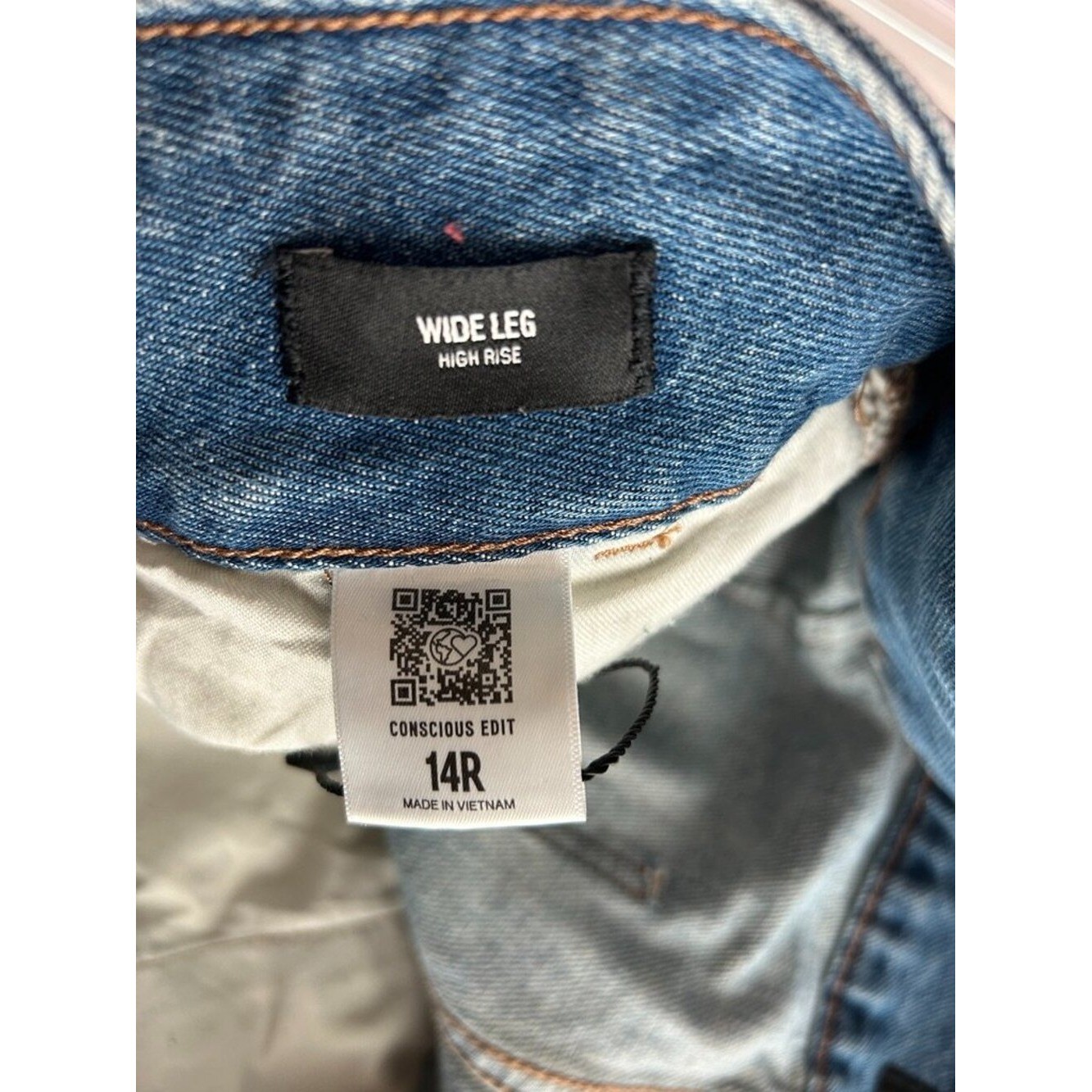 Express Wide Leg Jeans 14R High Rise Blue Denim 90s Retro Casual Model Off Duty