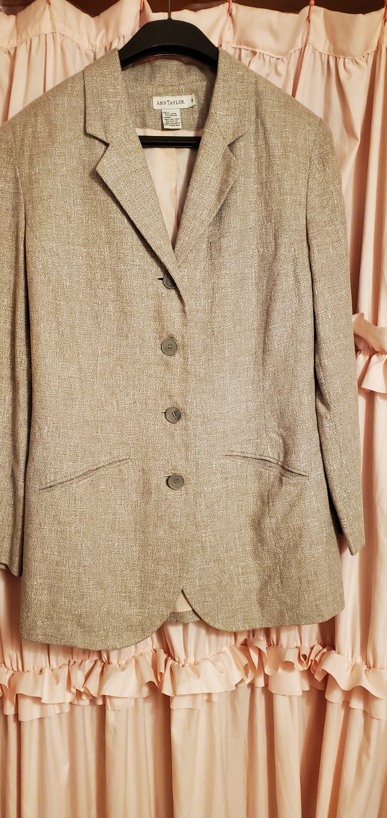 Vintage 90s Ann Taylor Women’s Linen Blend Classic Preppy Jacket Blush Gray 10