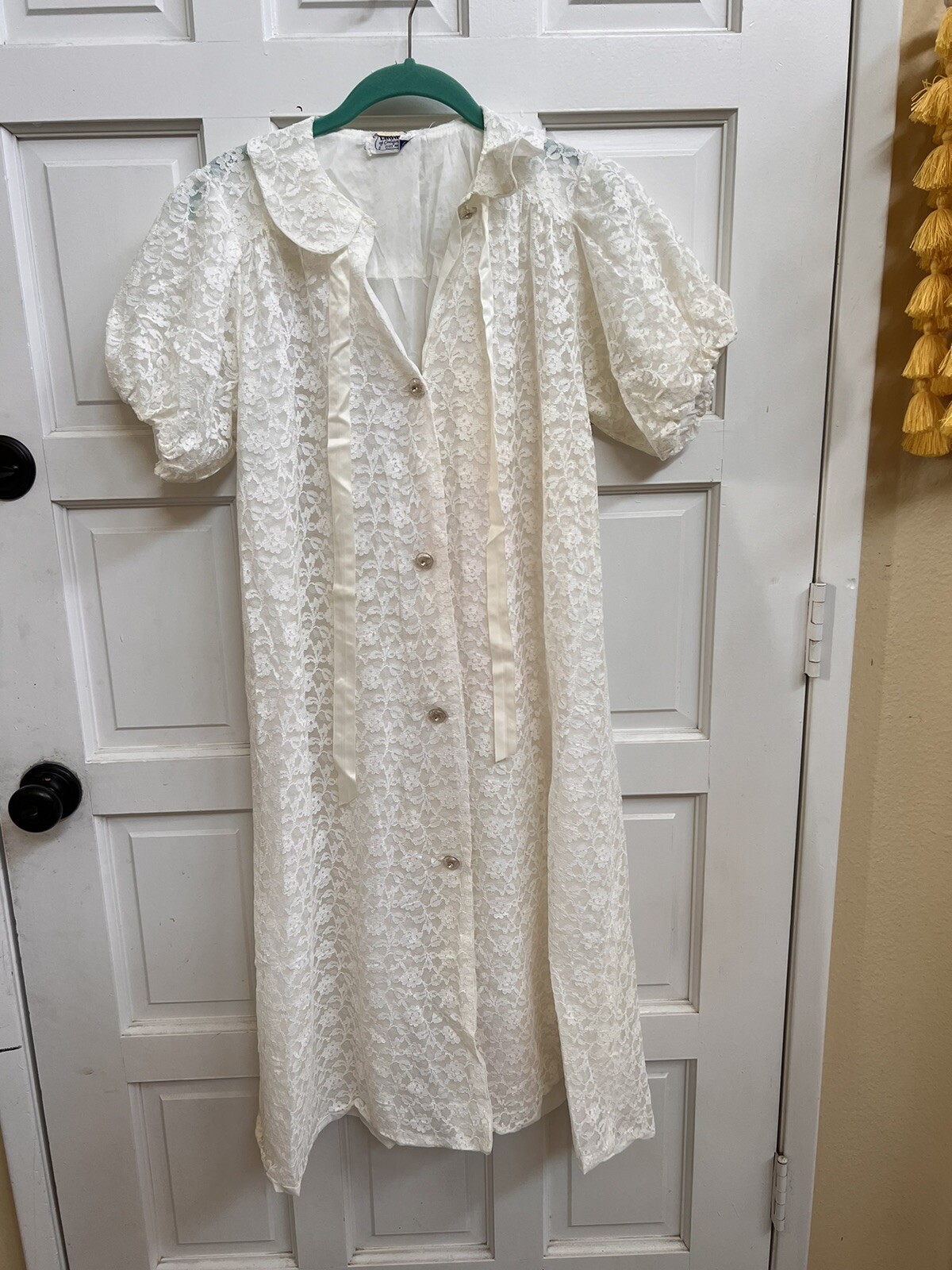 Vintage Mid-century 1960s 1970s ENDURO of CALIFORNIA Caftan Robe Dress Lace MCM