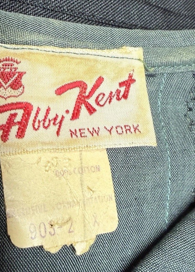 VTG 60s Abby Kent New York Shirtwaist Dress Cotton Pleated Embroidered Sz 11 NOS