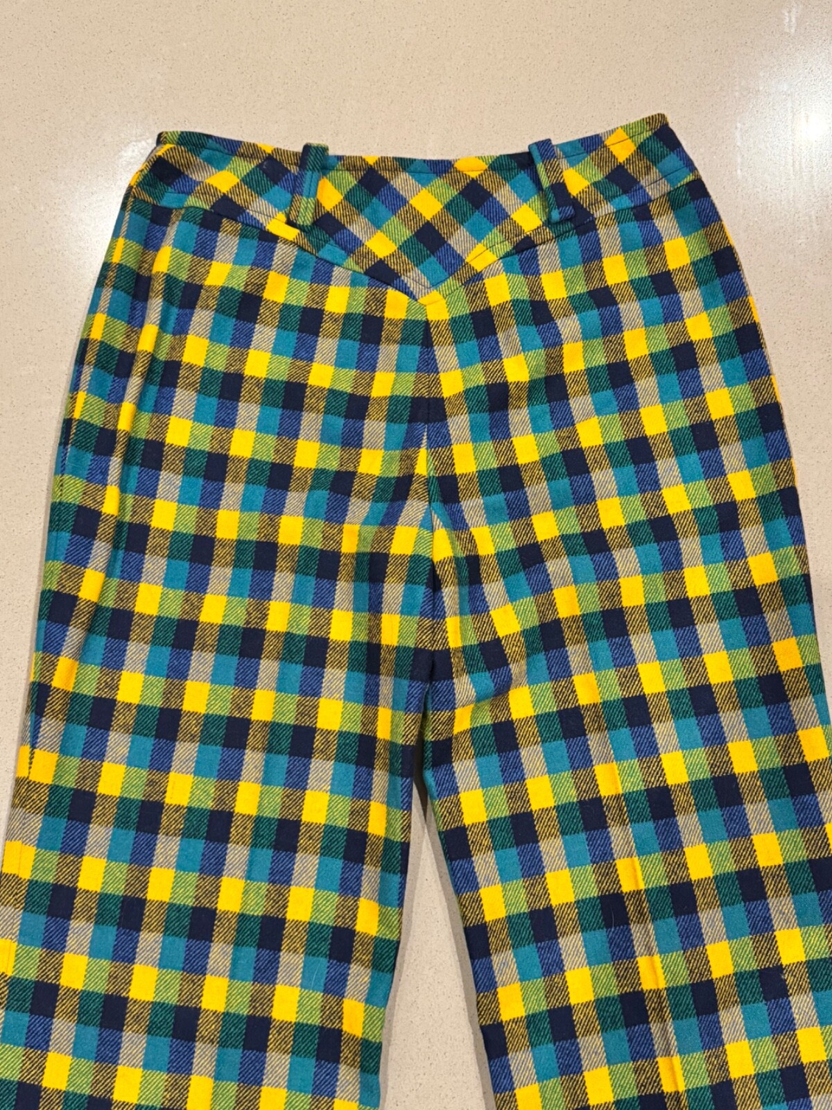 Vintage 1970s John Meyer Colorful Checkered Wool Trouser Pants Women’s Small