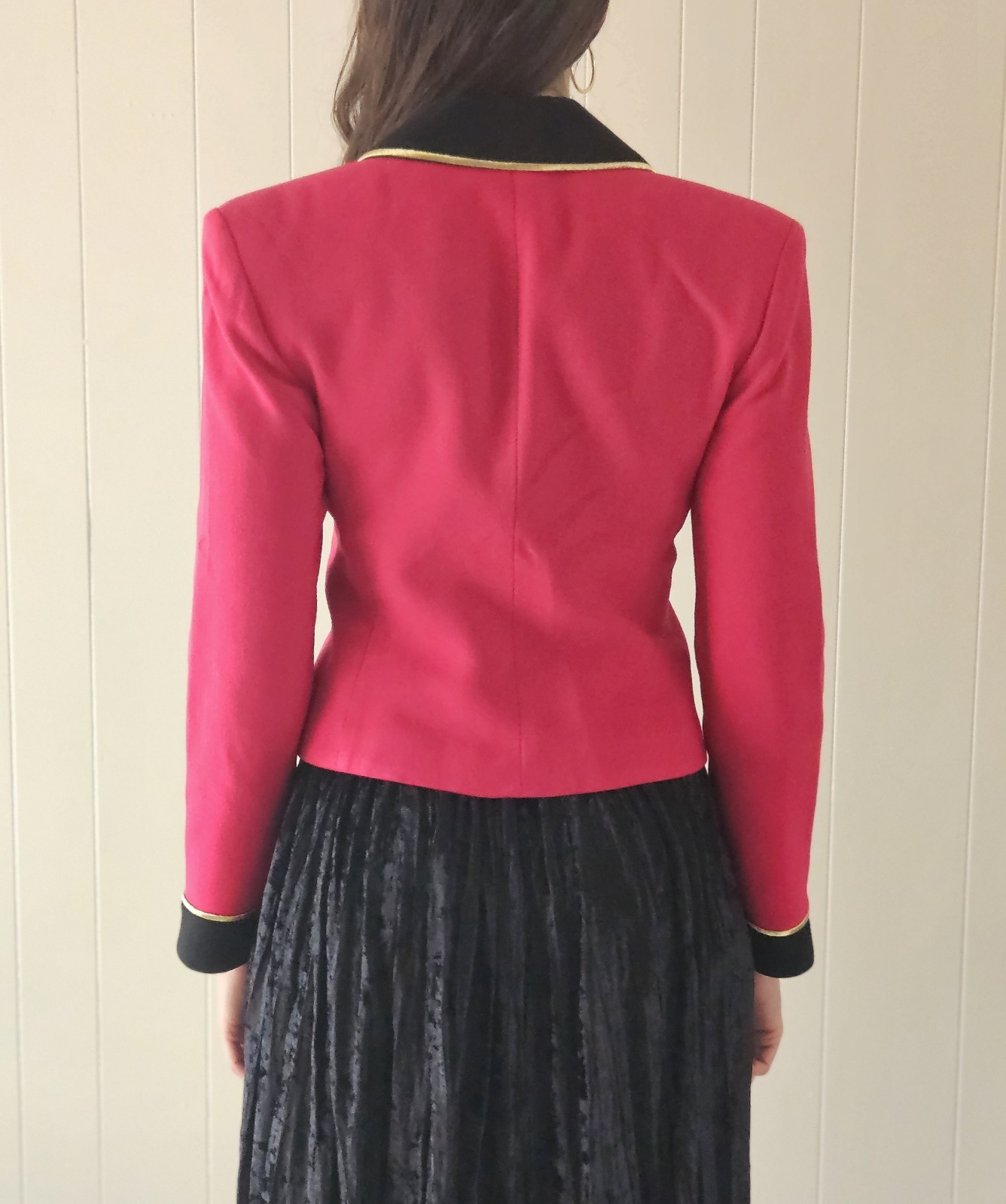 Vintage 1990s Pink Wool Crepe Double Breasted Blazer