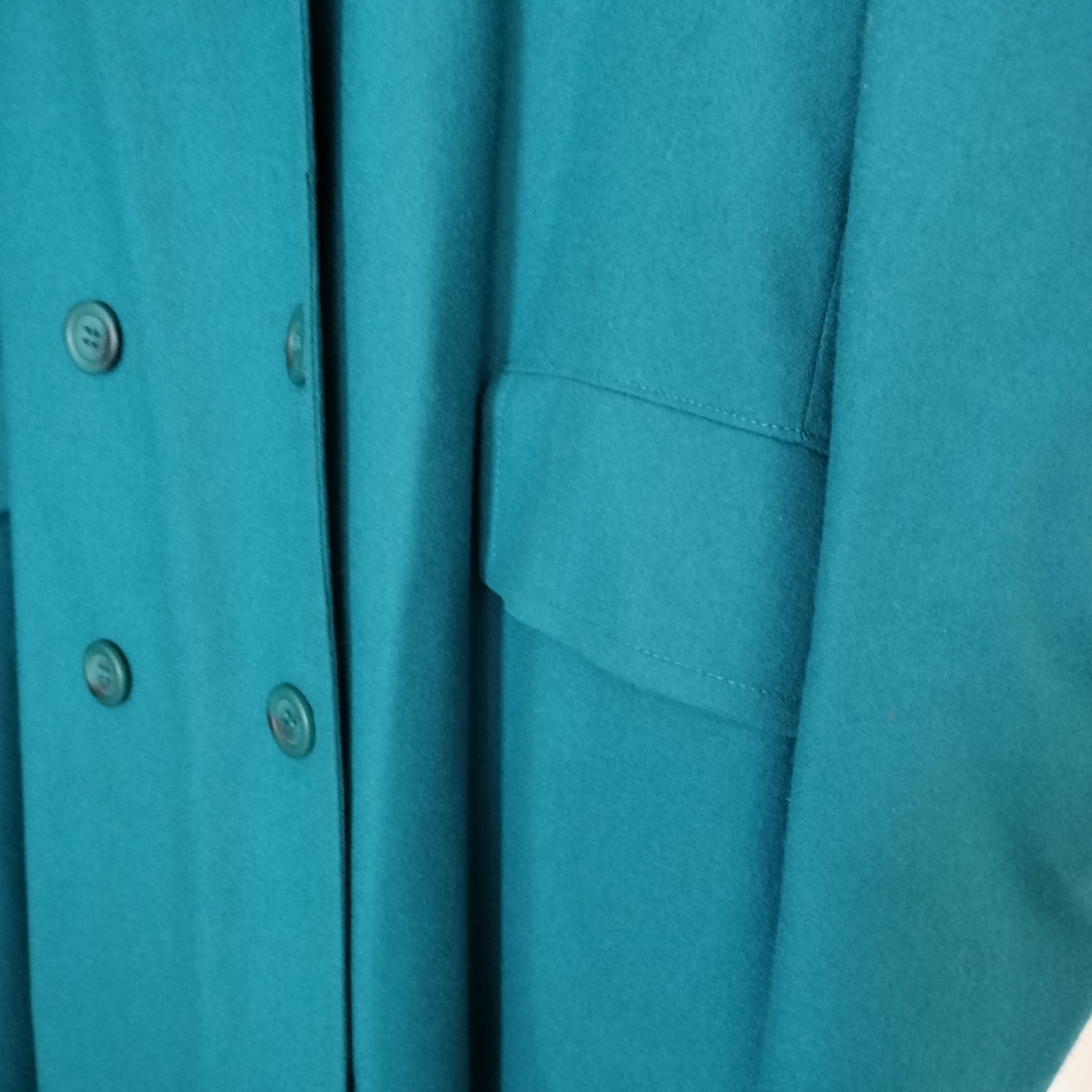 Vintage 1970s Pendleton Virgin Wool Lined Teal Trench Coat Women’s 16
