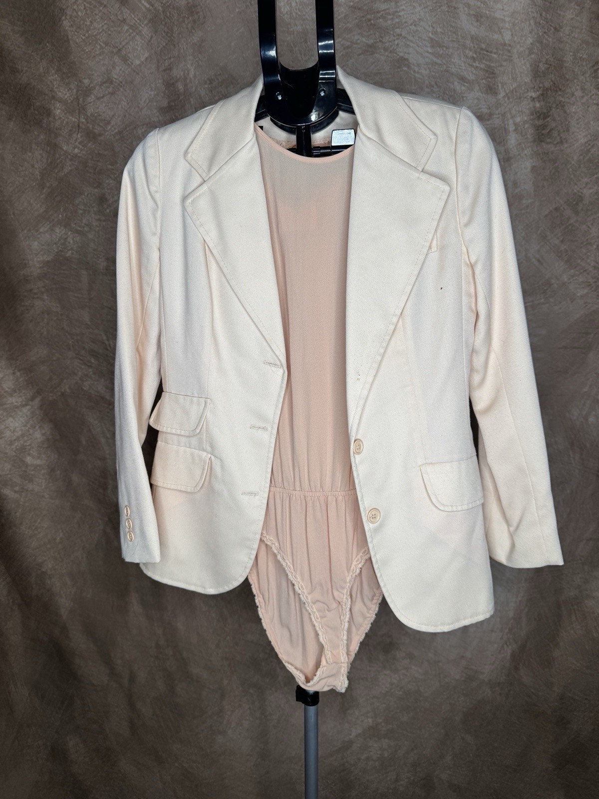 Vintage DKNY Cream Blazer Bodysuit Set Womens Modern S M 90s Minimalist