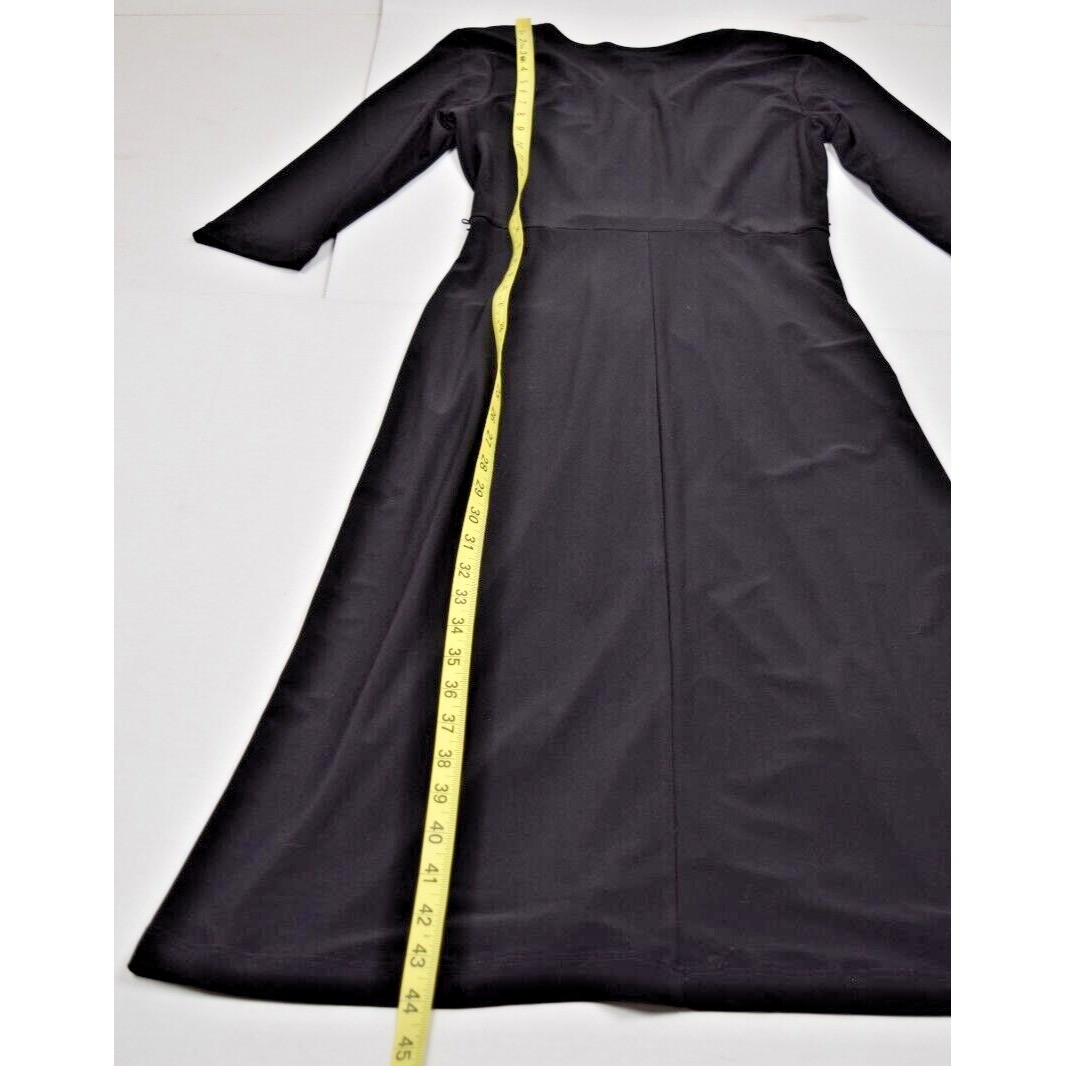 Vintage Dress CSC Studio Size XS 90s Black V-Neck Belted Below Knee Made USA