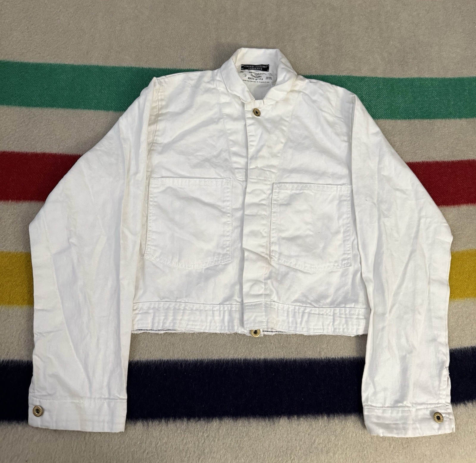 Vintage Cropped Detroit HBT Herringbone Twill Jacket White Type 2 Women’s Small