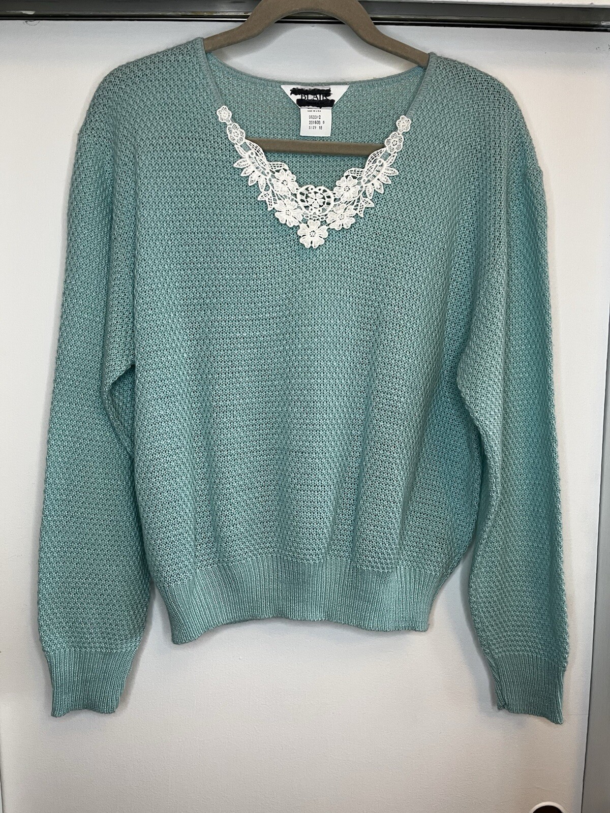 Vintage Blair Lightweight Sweater Lace Collar Prairiecore Retro Secretary Med