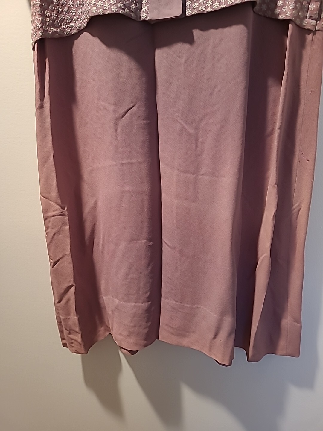 Martha Manning Original Vintage Mauve Dress Faux Two Piece Peplum Short Sleeves