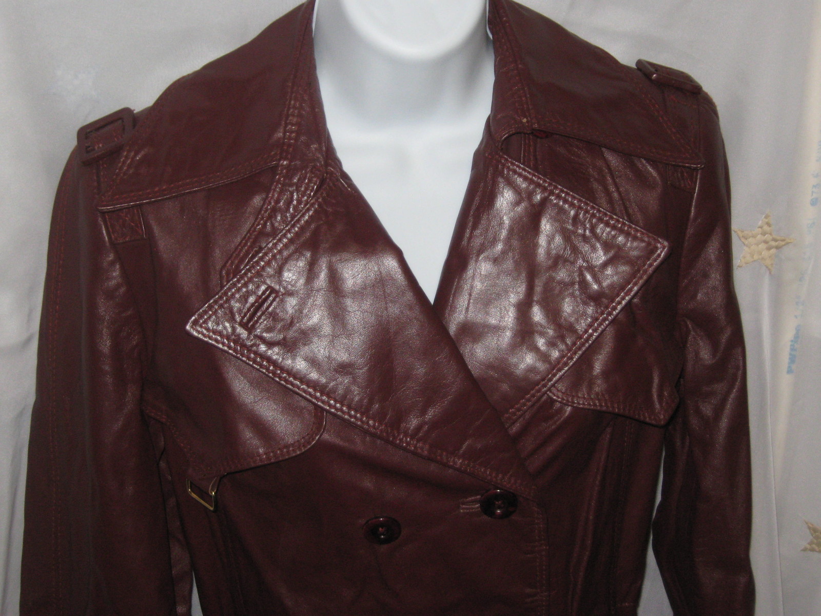 Stylish Vintage TFC Burgundy Leather Coat/Jacket Size 10 #CL15