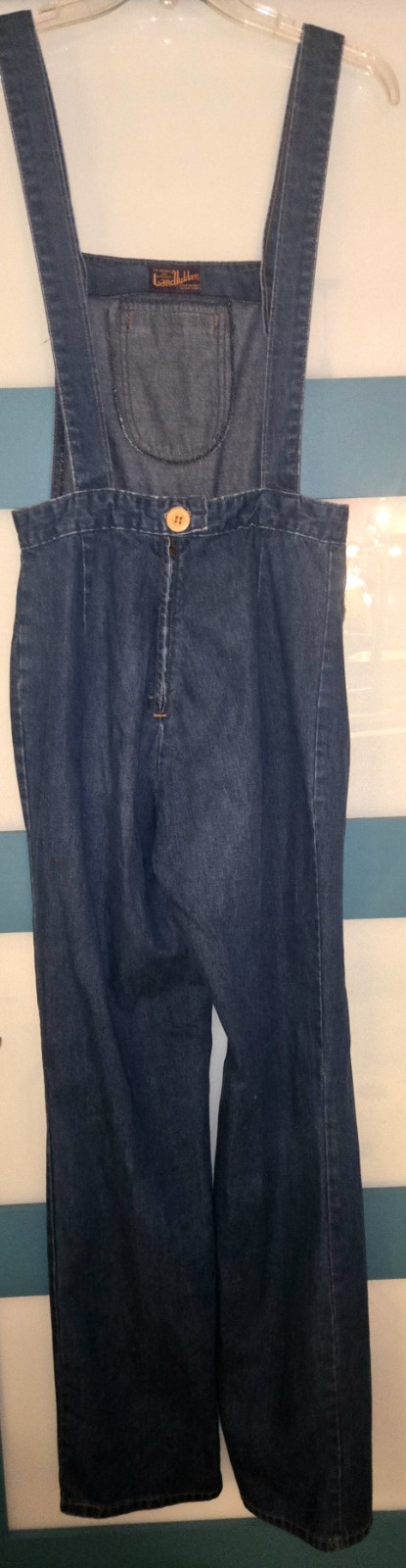 VINTAGE 70S LANDLUBBER OVERALLS JEANS DENIM 28 × 30 9 RARE BOSTON MASS USA EXC