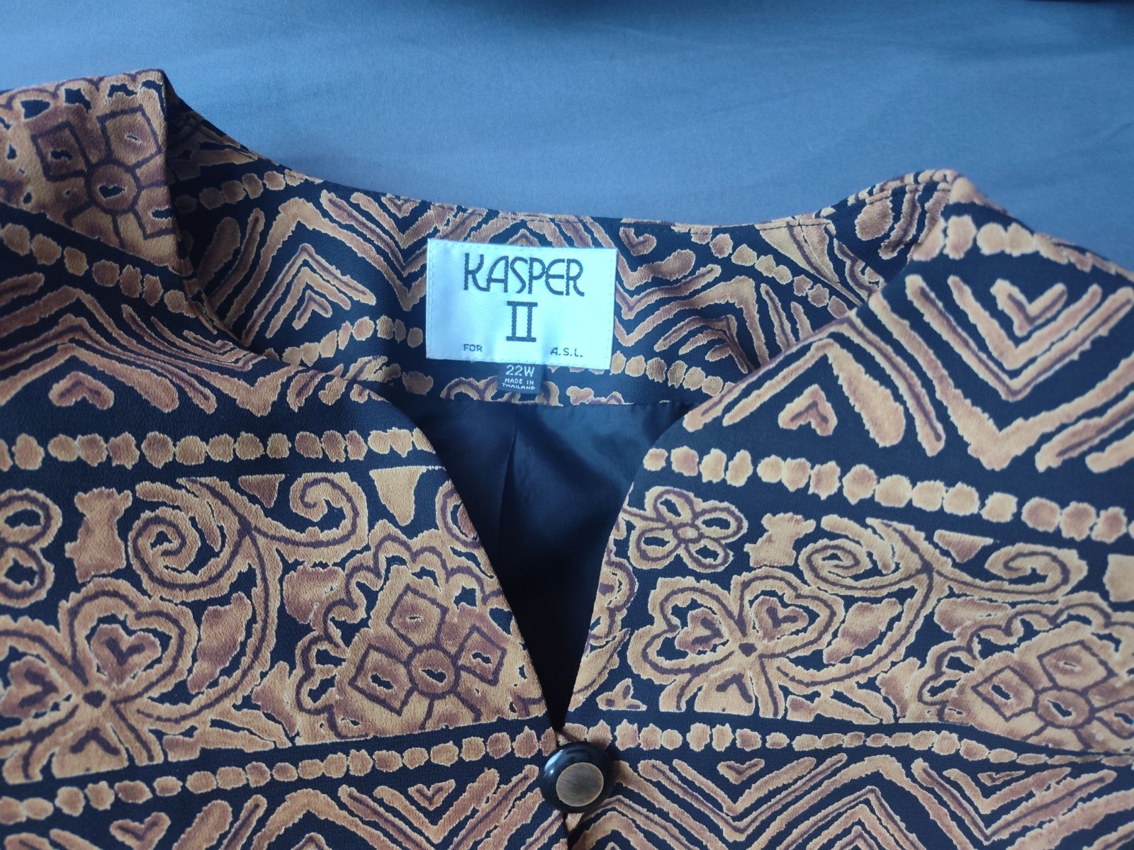 Kasper for ASL | Vintage 80’s/90’s Bronze Tribal Blazer 22 W w Shoulder Pads