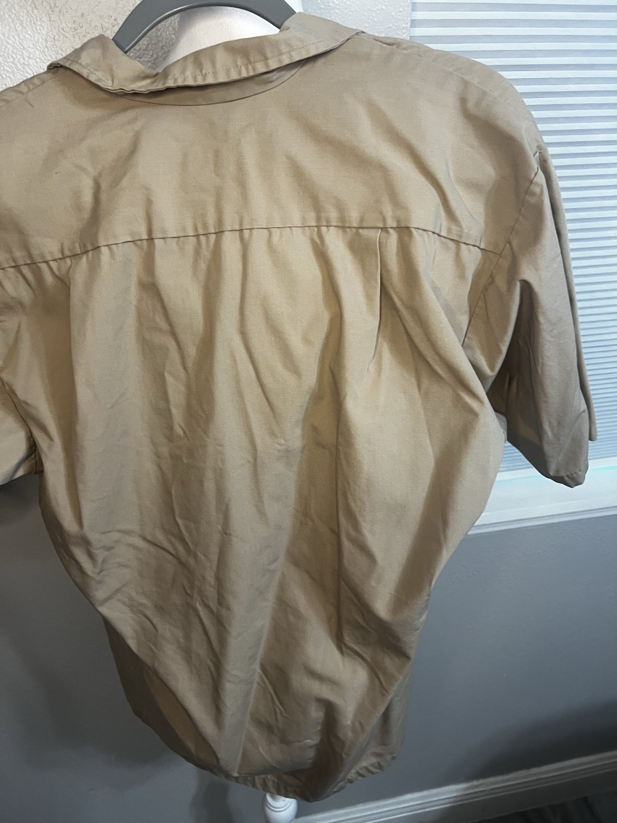 Vintage Christian Dior Work Shirt Button-Down Women’s Large Tan , Blue White red