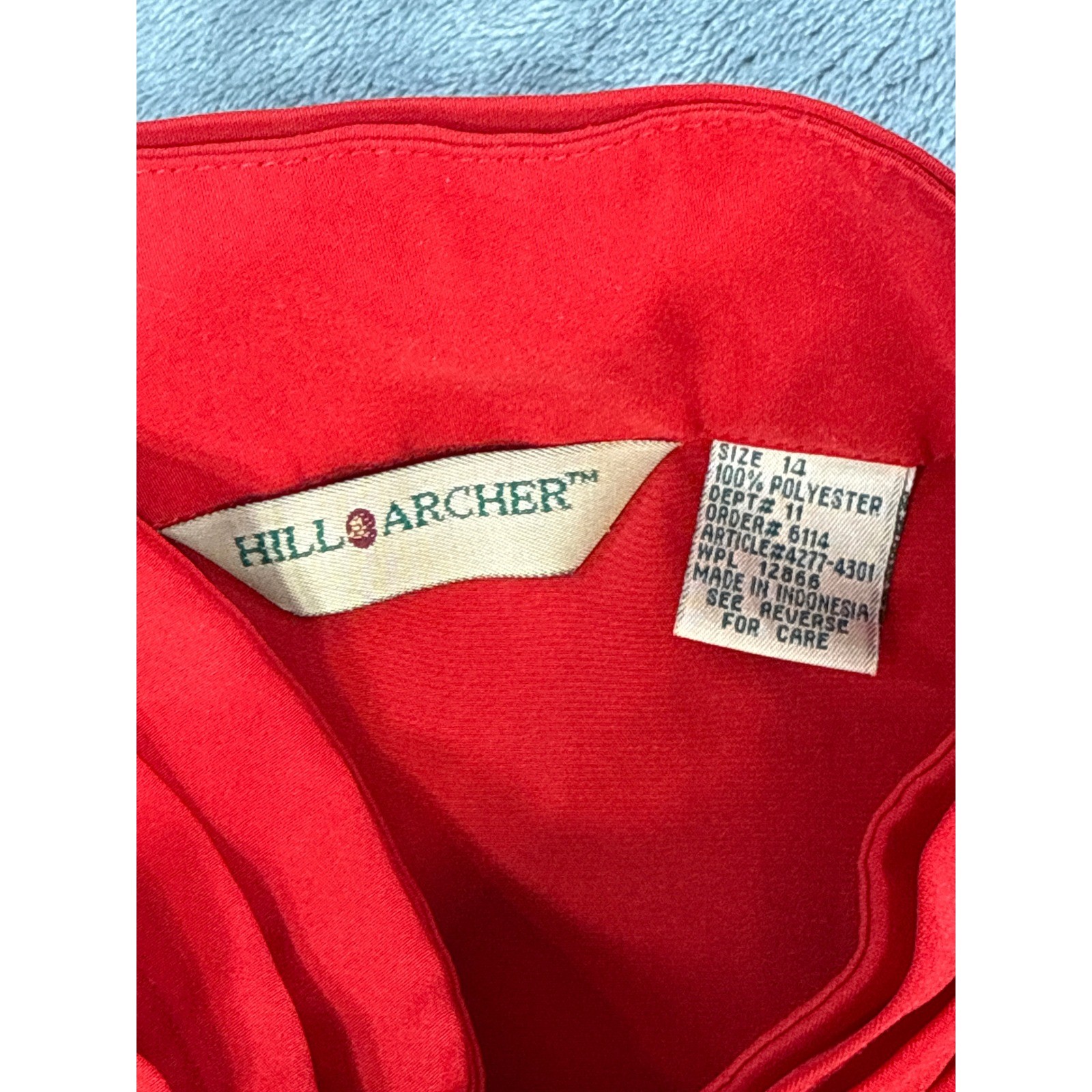 Hill Archer Vintage Red Pintuck Pleated Mock Neck Blouse 44 bust, Secretary