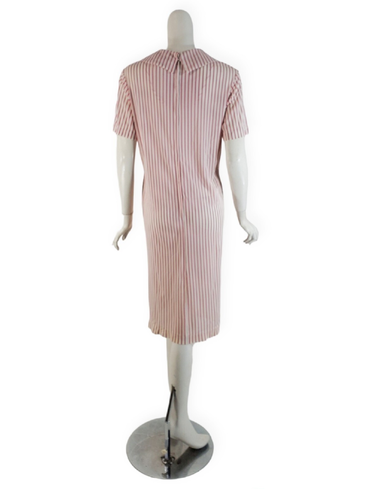 Vintage 60’s Shift Dress in Slim Red Stripes – 60s Does 20s Dress – med, lg