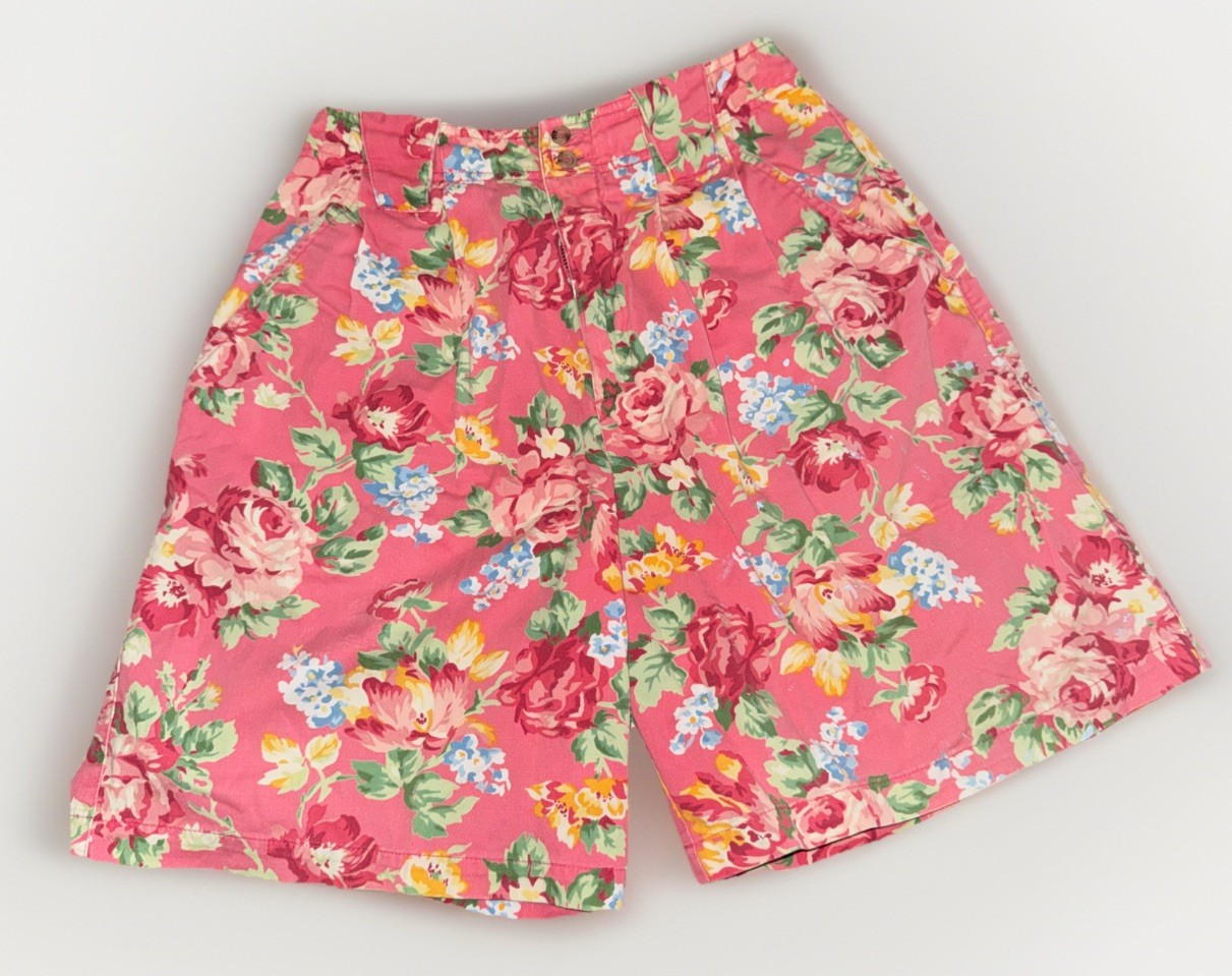 VTG Lizwear Floral High Waisted Cotton Shorts 90s 8 Cottagecore Grannycore