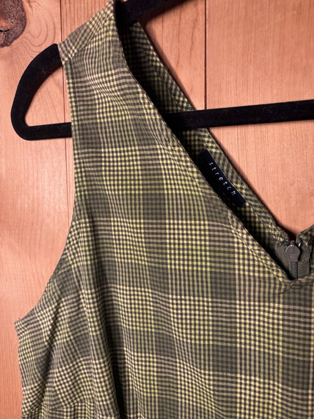 VTG Plaid dress Venezia Green Summer Dress Sz 16 Stretch Y2K Lightweight 38/38