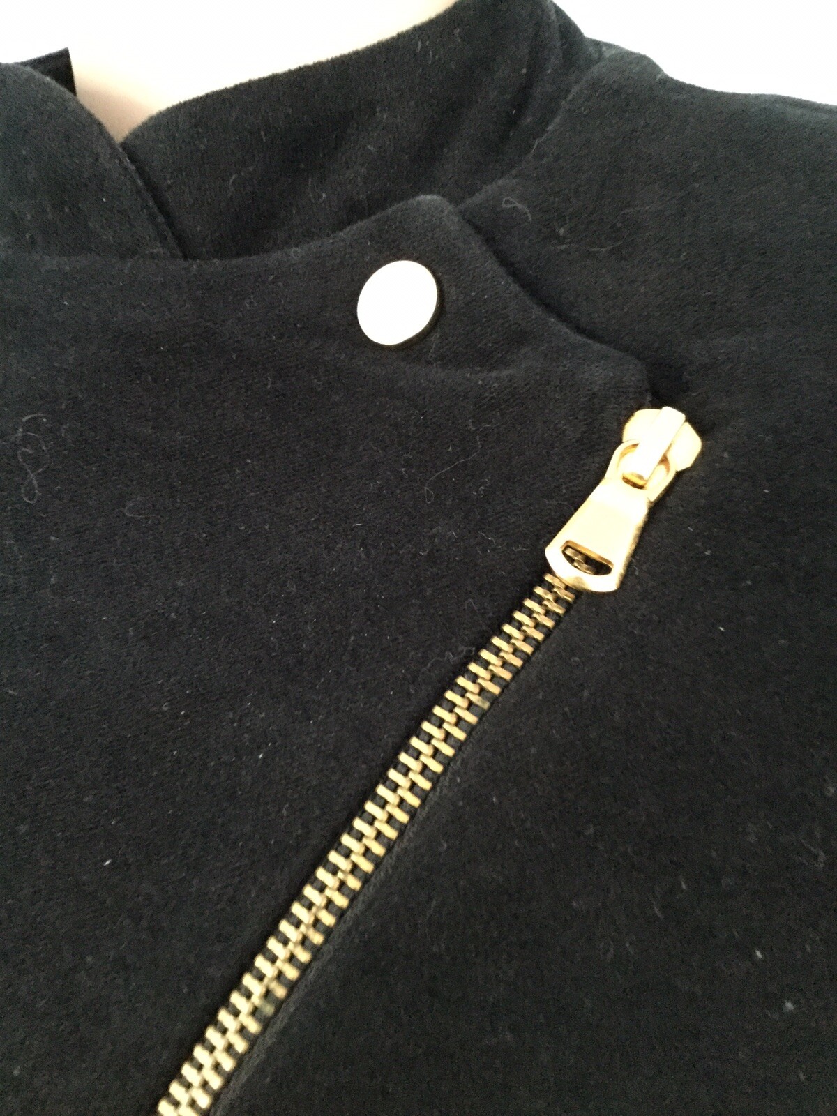 Elegant Gold Stud Zipper Zara Black Trafaluc Moto Jacket Coat Womens M Biker