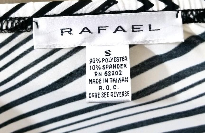 RAFAEL Womens Small Stretch Black White Silver Sleeveless Top Skirt 2 Piece