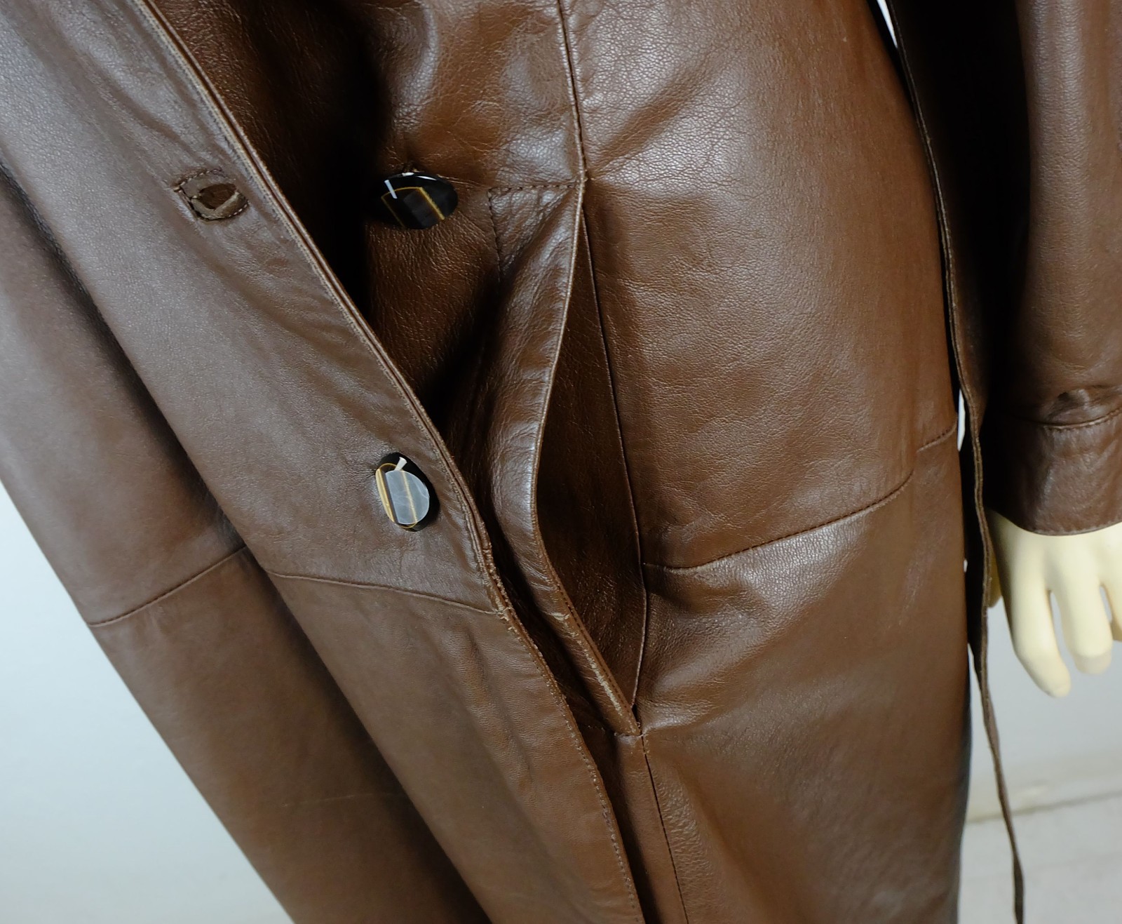 vintage leather coat coat size 38 chocolate brown leather 80s womens coat